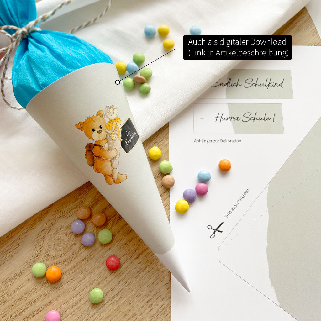 Mini Zuckertüte als Gastgeschenk zum Schulanfang, auch als digitaler Download