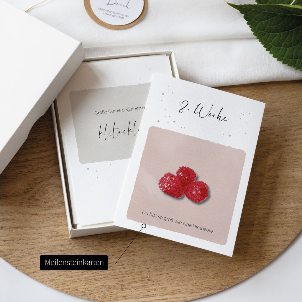 Meilensteinkarten für die Schwangerschaft mit Obst und Gemüse Motiven