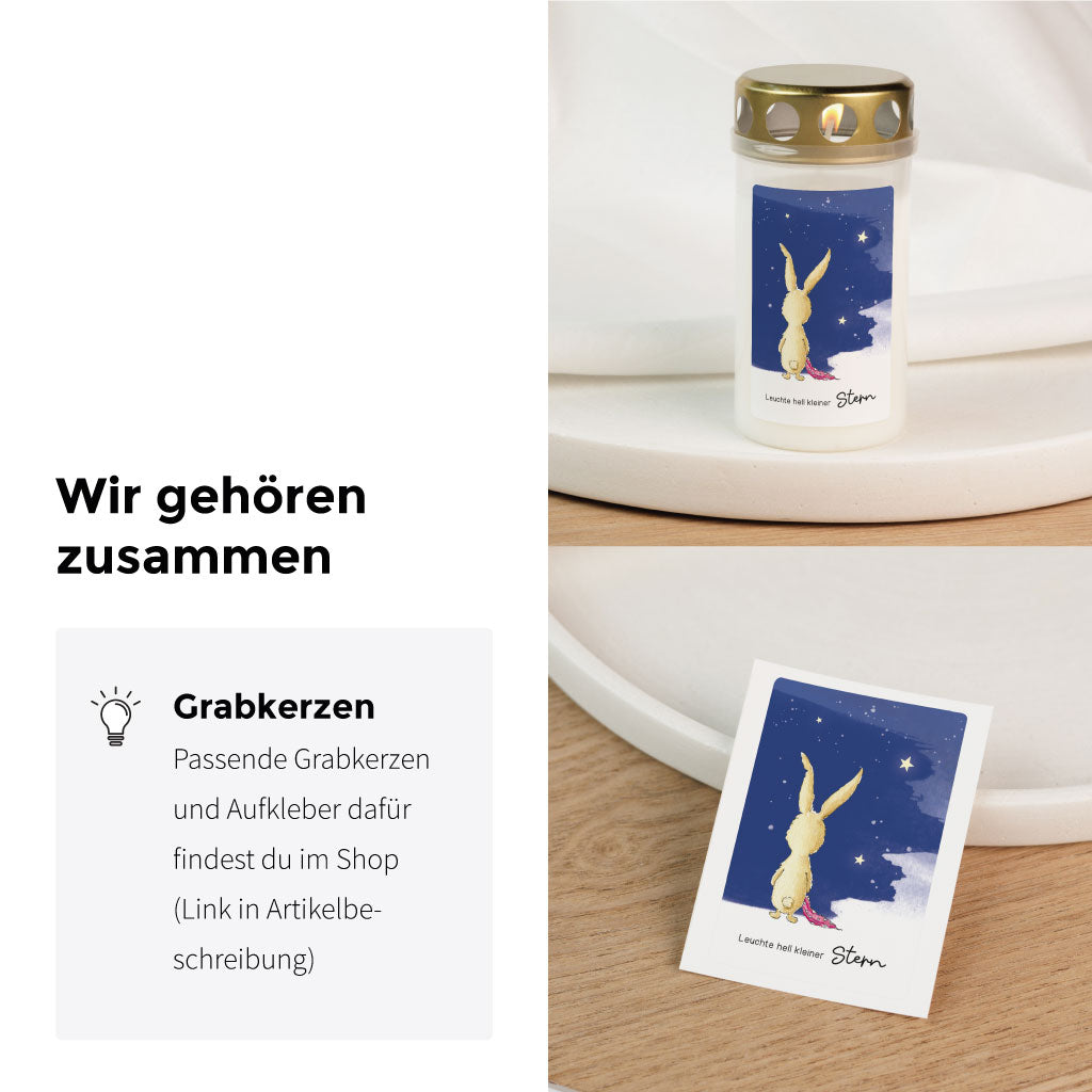 Das Motiv gibt es auch auf einer Grabkerze und als Grabkerzen Aufkleber