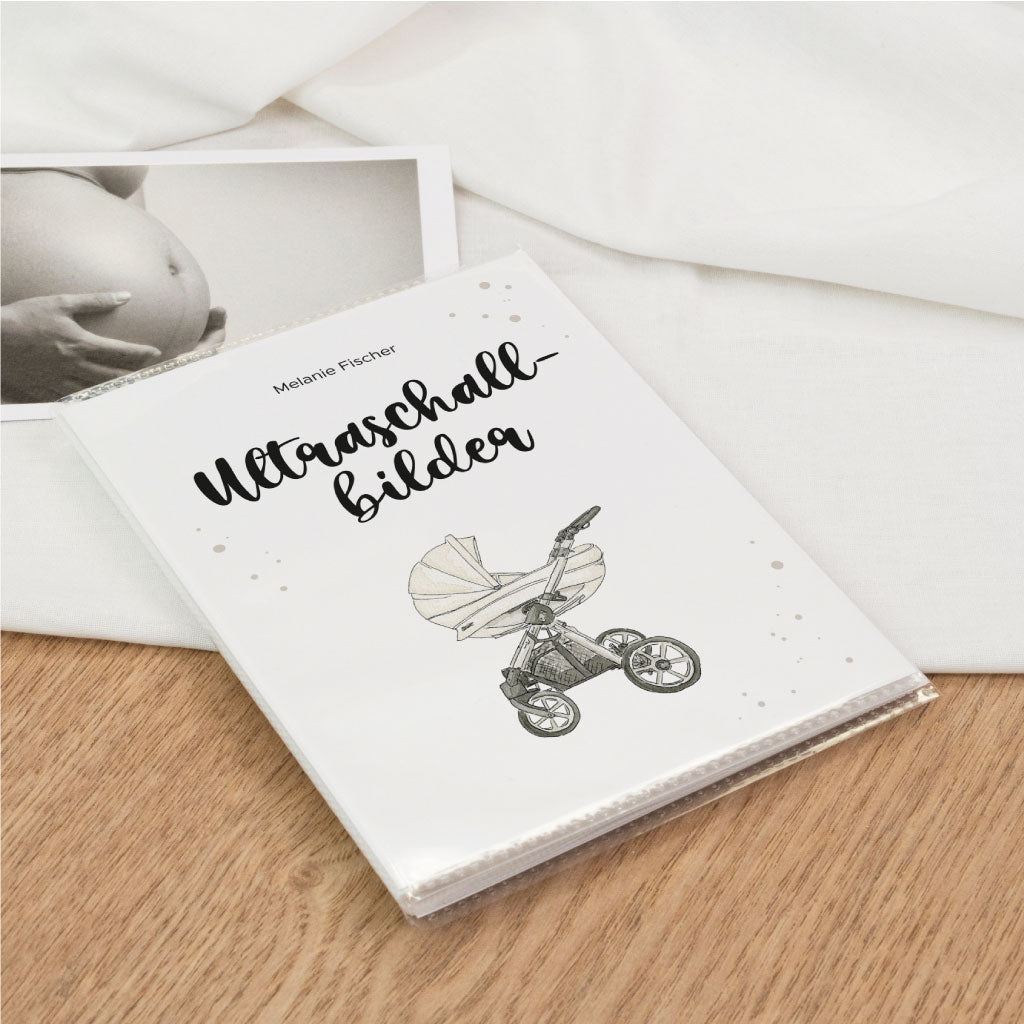Einsteckalbum für Baby Ultraschallbilder Fotos mit Aquarell Motiv