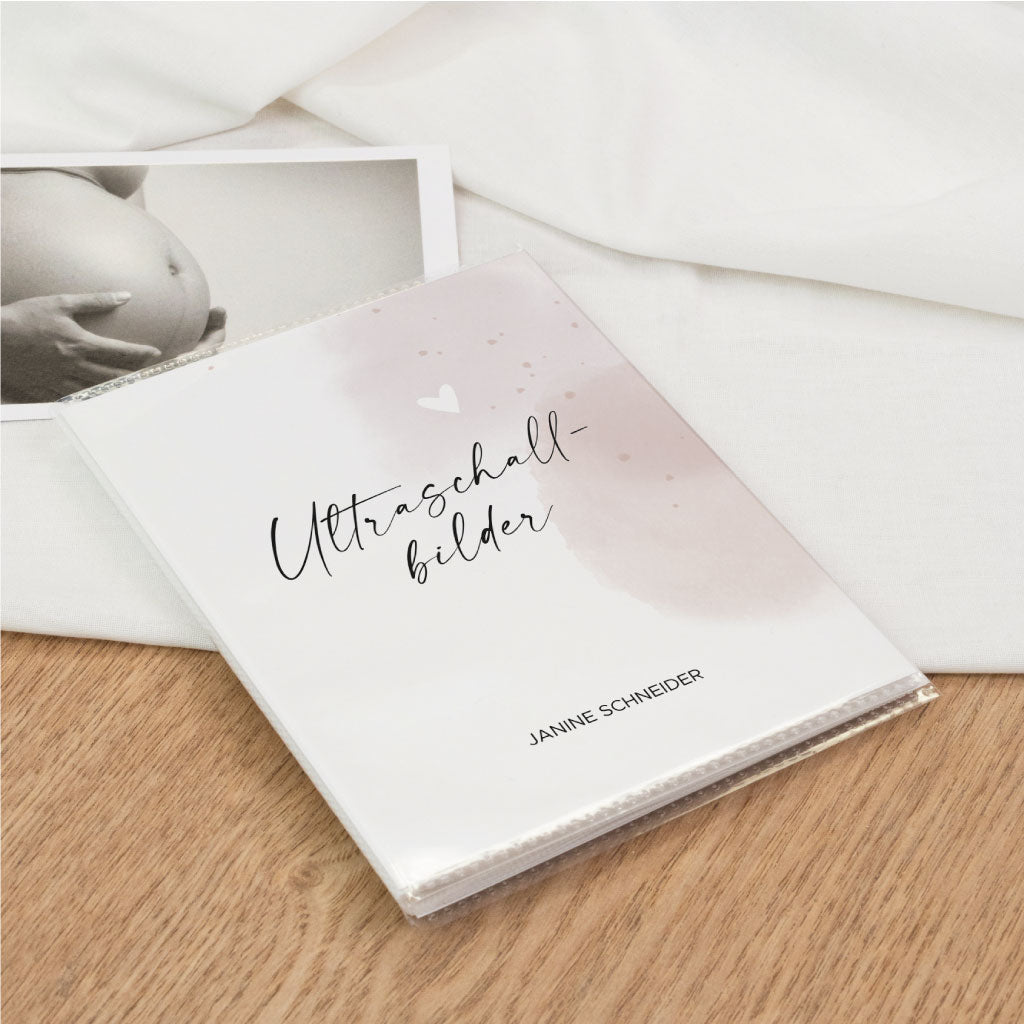 Einsteckalbum für Baby Ultraschallbilder Fotos mit Aquarell Motiv