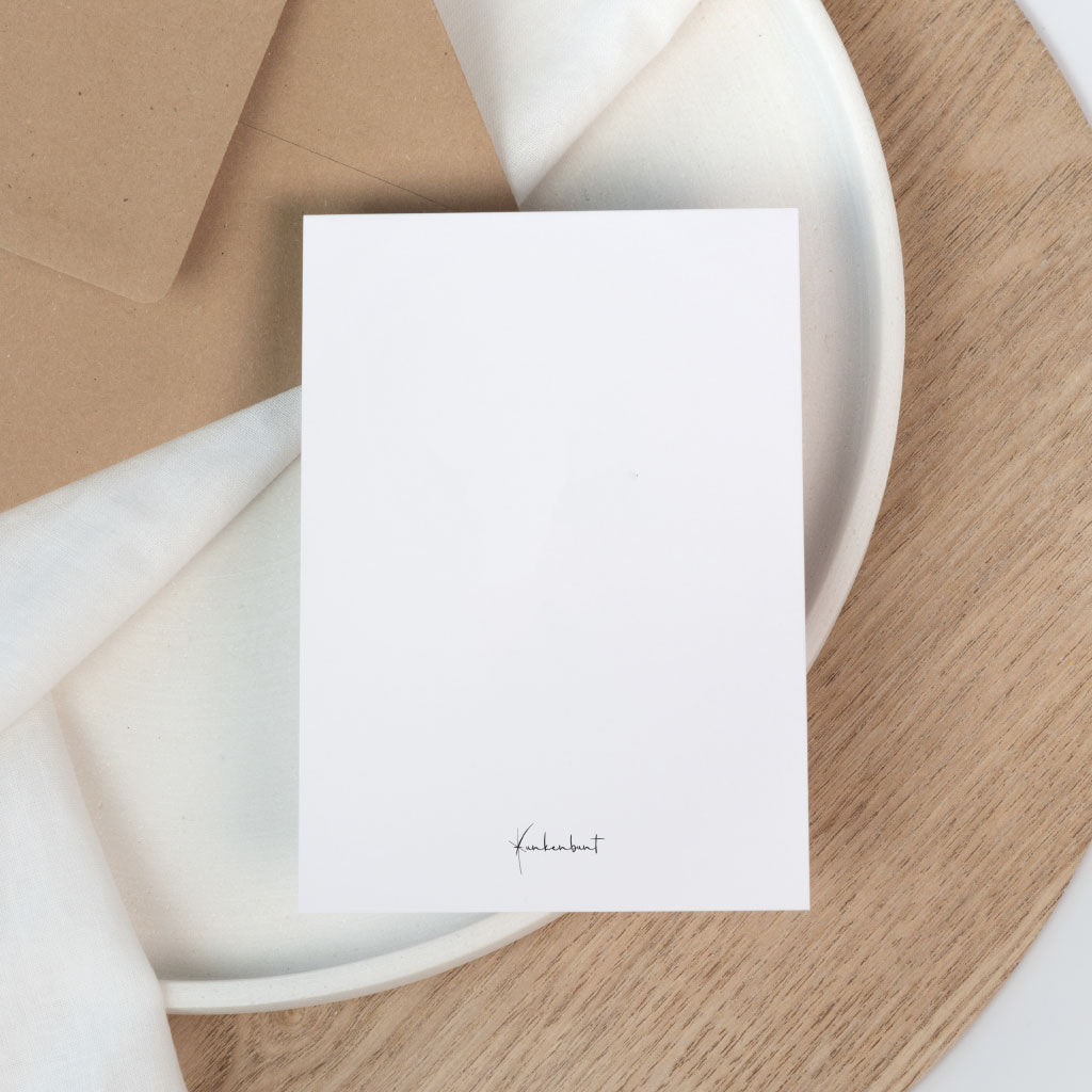 Rückseite der Karte mit kleinem Funkenbunt Logo unten