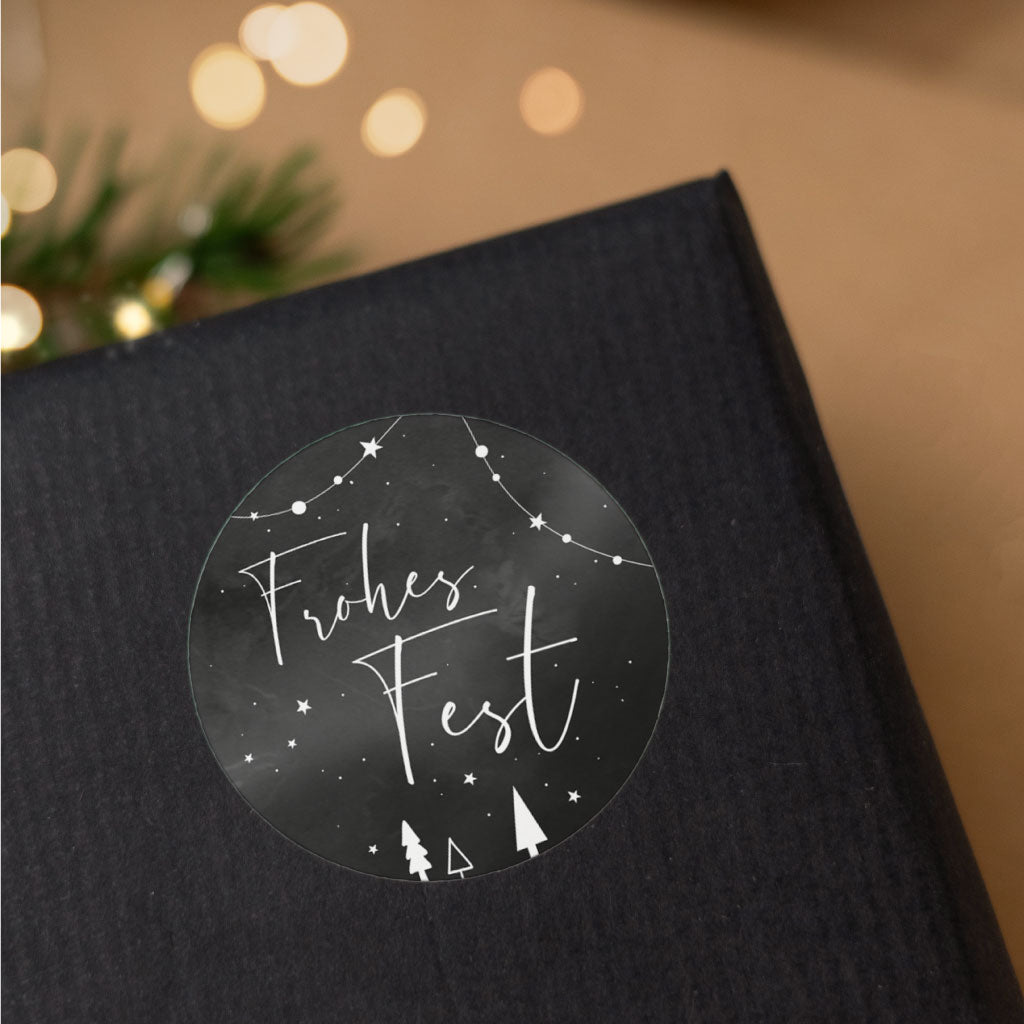Typographie Sticker "Frohes Fest" zum Weihnachtsgeschenke verpacken und als Adventsdekoration