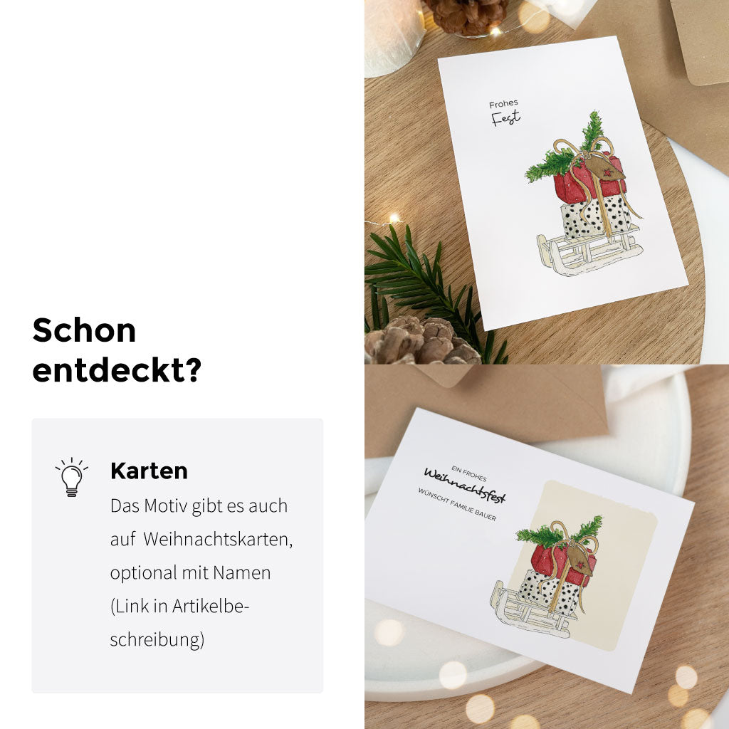 Das Motiv gibt es auch auf personalisierbaren Weihnachtskarten