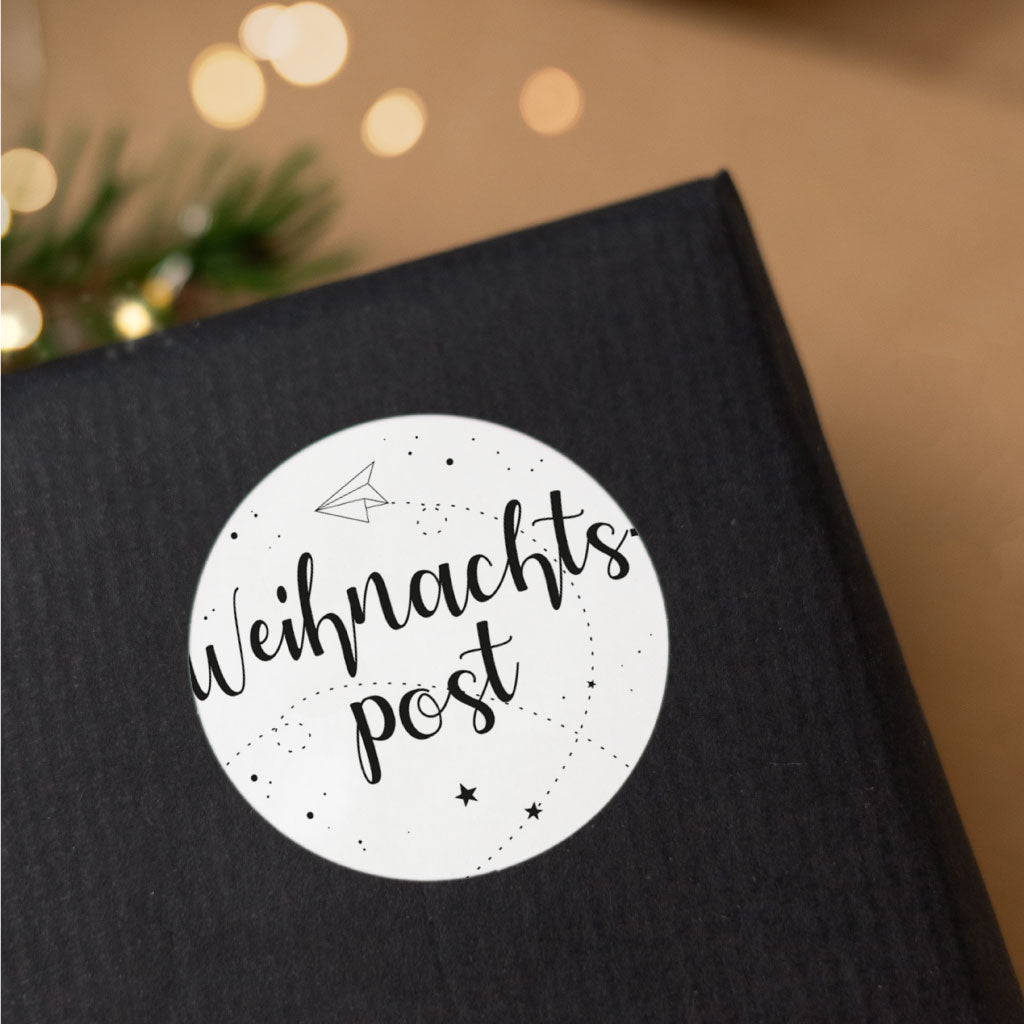 Typographie Sticker "Weihnachtspost" zum Weihnachtsgeschenke verpacken und als Adventsdekoration