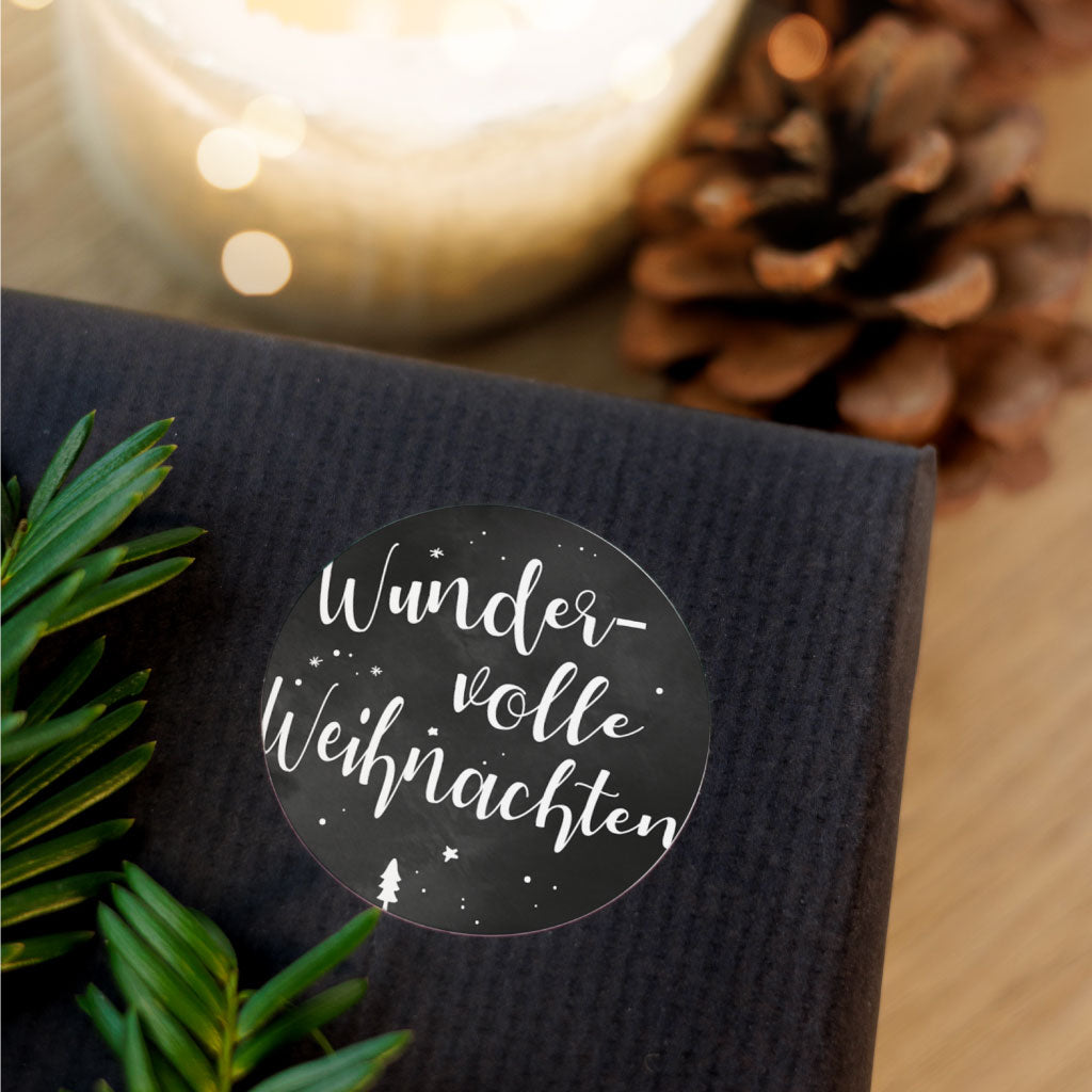 Runder schwarzer Weihnachtssticker für Adventsdekoration