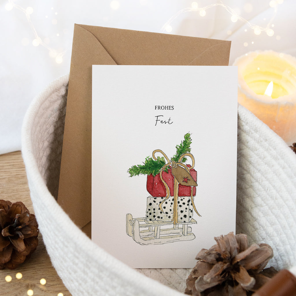 Christmas card - Merry Christmas | Gifts sleigh