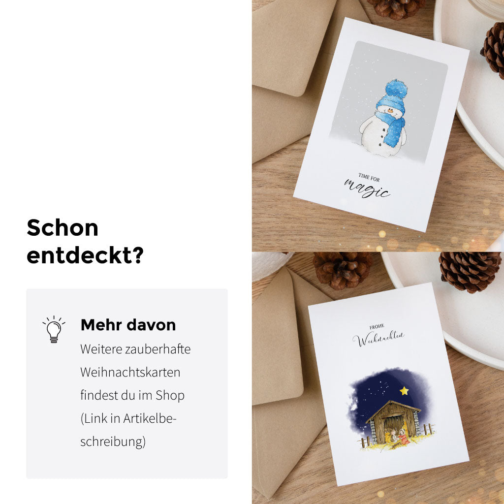 Weihnachtskarten Set Inspiration, handgemalte Aquarell Klappkarten mit Winter- und Adventsmotiven