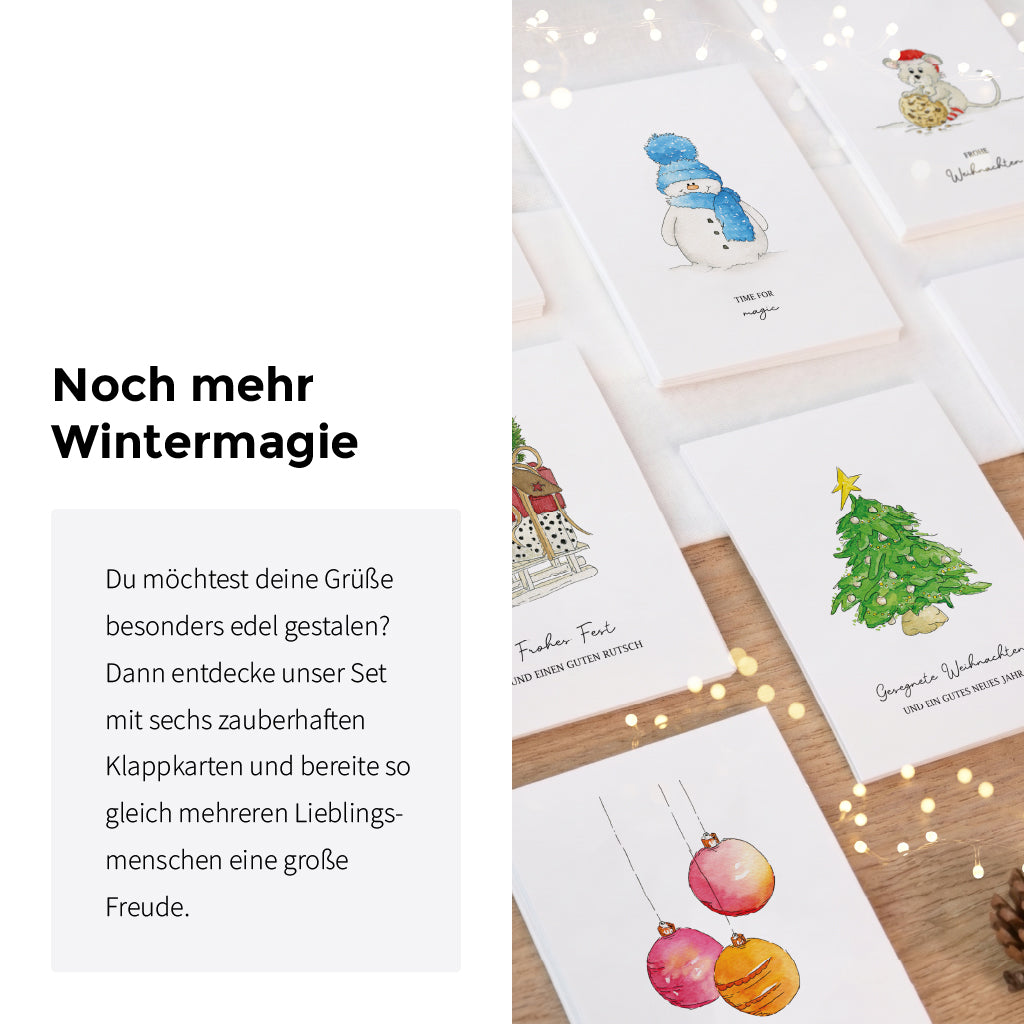 Weihnachtskarte - Time for magic | Schneemann