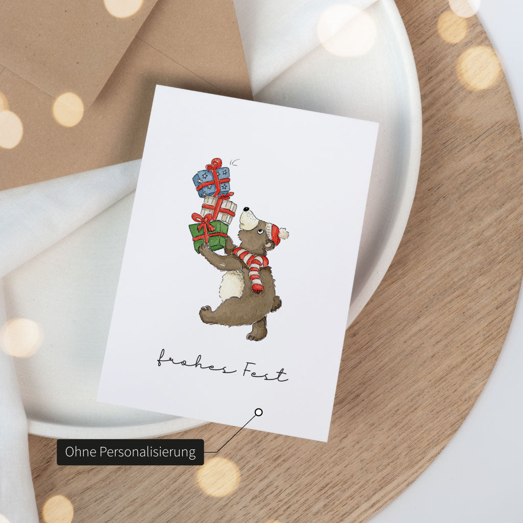 Unter Bär steht "Frohes Fest"