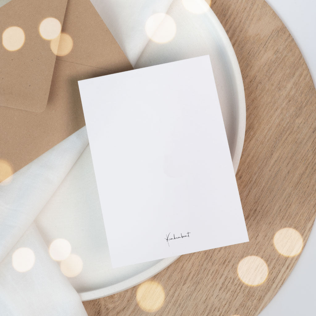 Rückseite der Karte mit kleinem Funkenbunt Logo