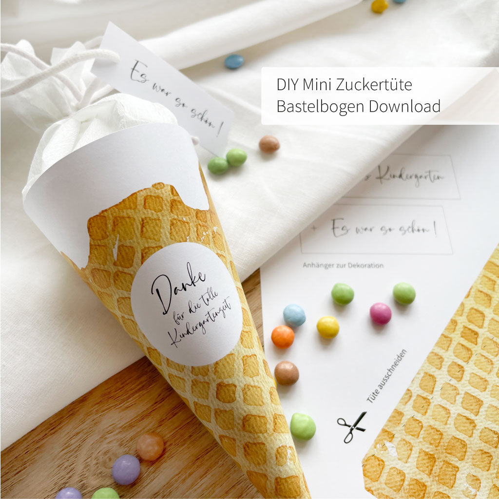 Digitale Datei mit Bastelvorlage, Eiswaffel Look