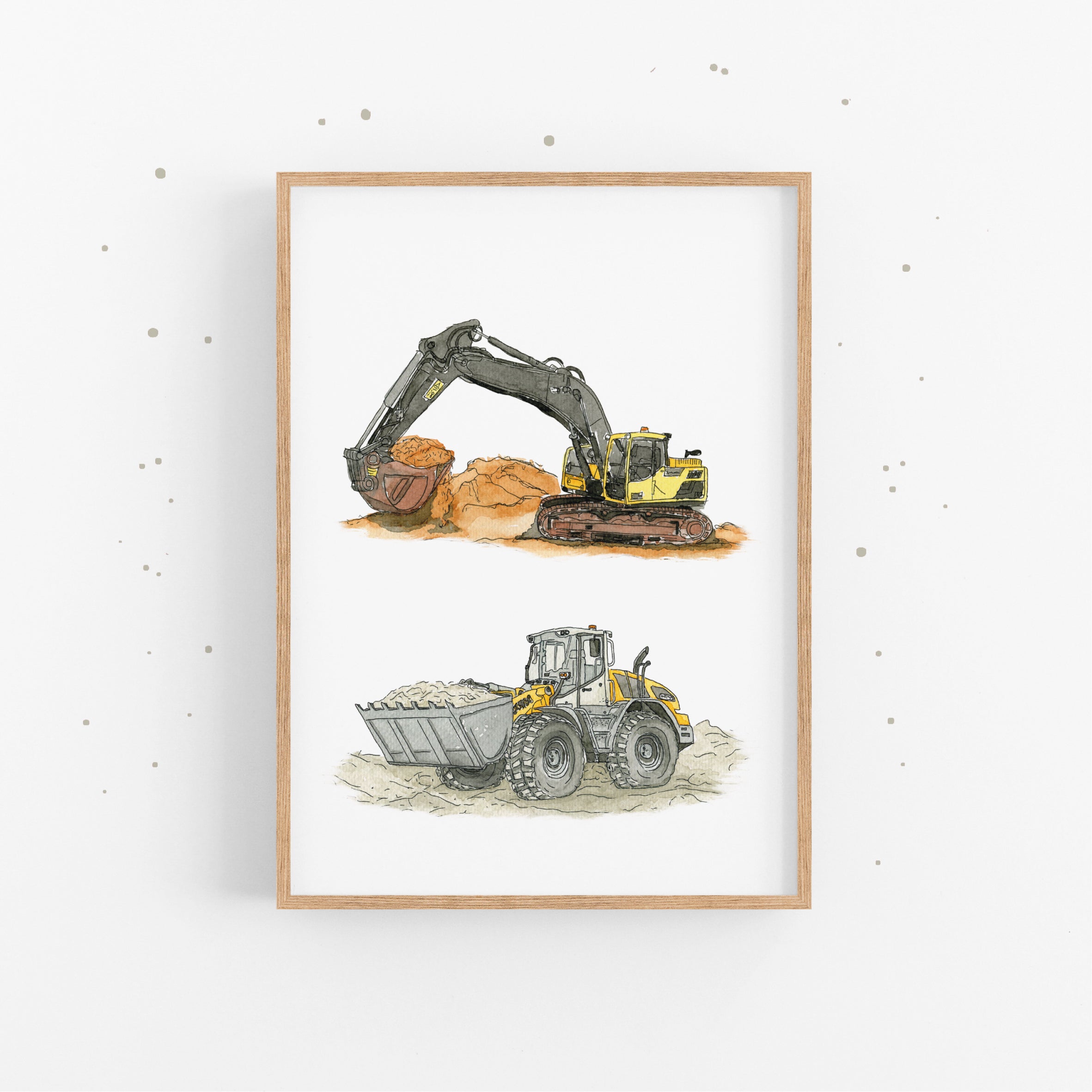 Fahrzeug Poster - Bagger und Radlader