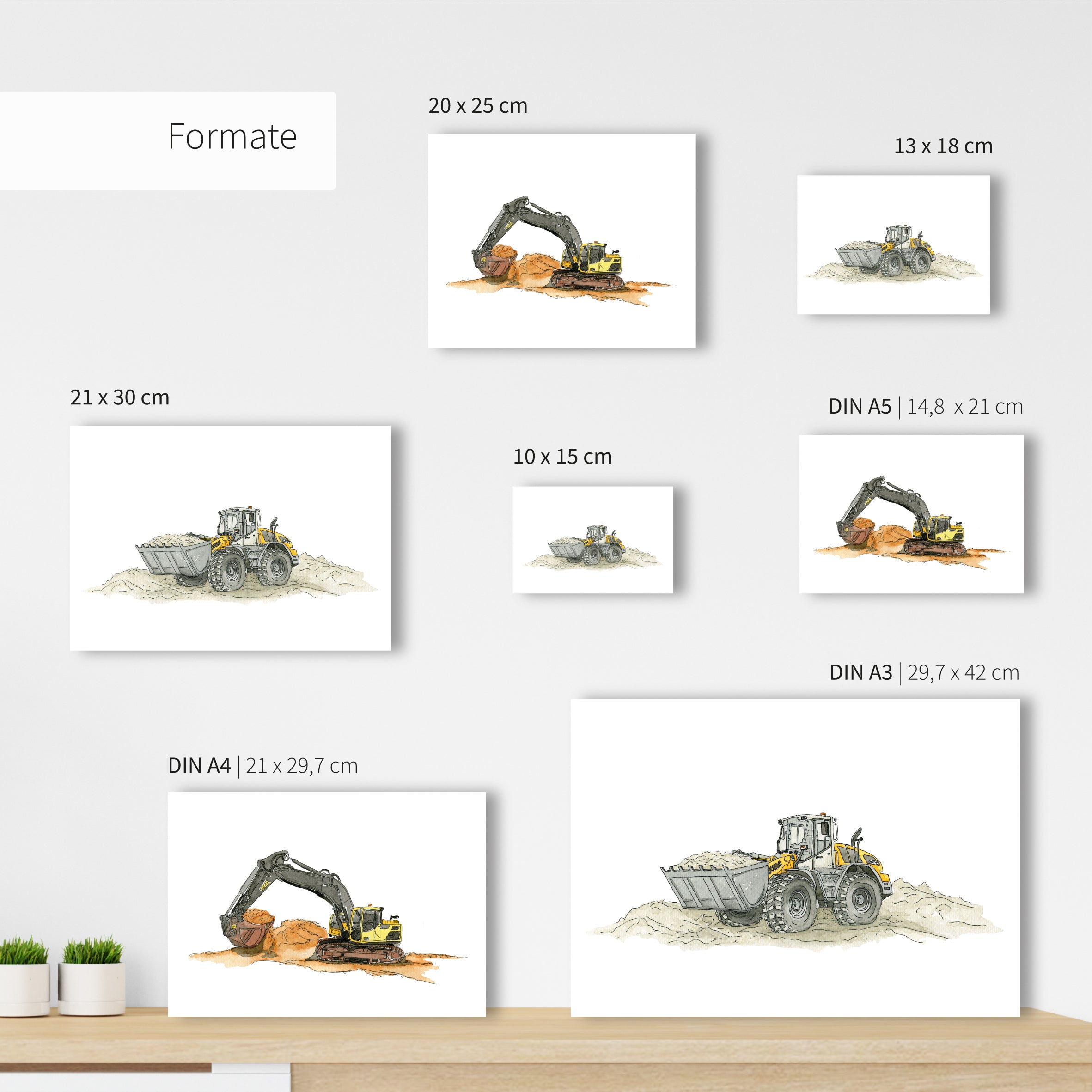 Vehicle Poster Set - Excavator and Wheel Loader
