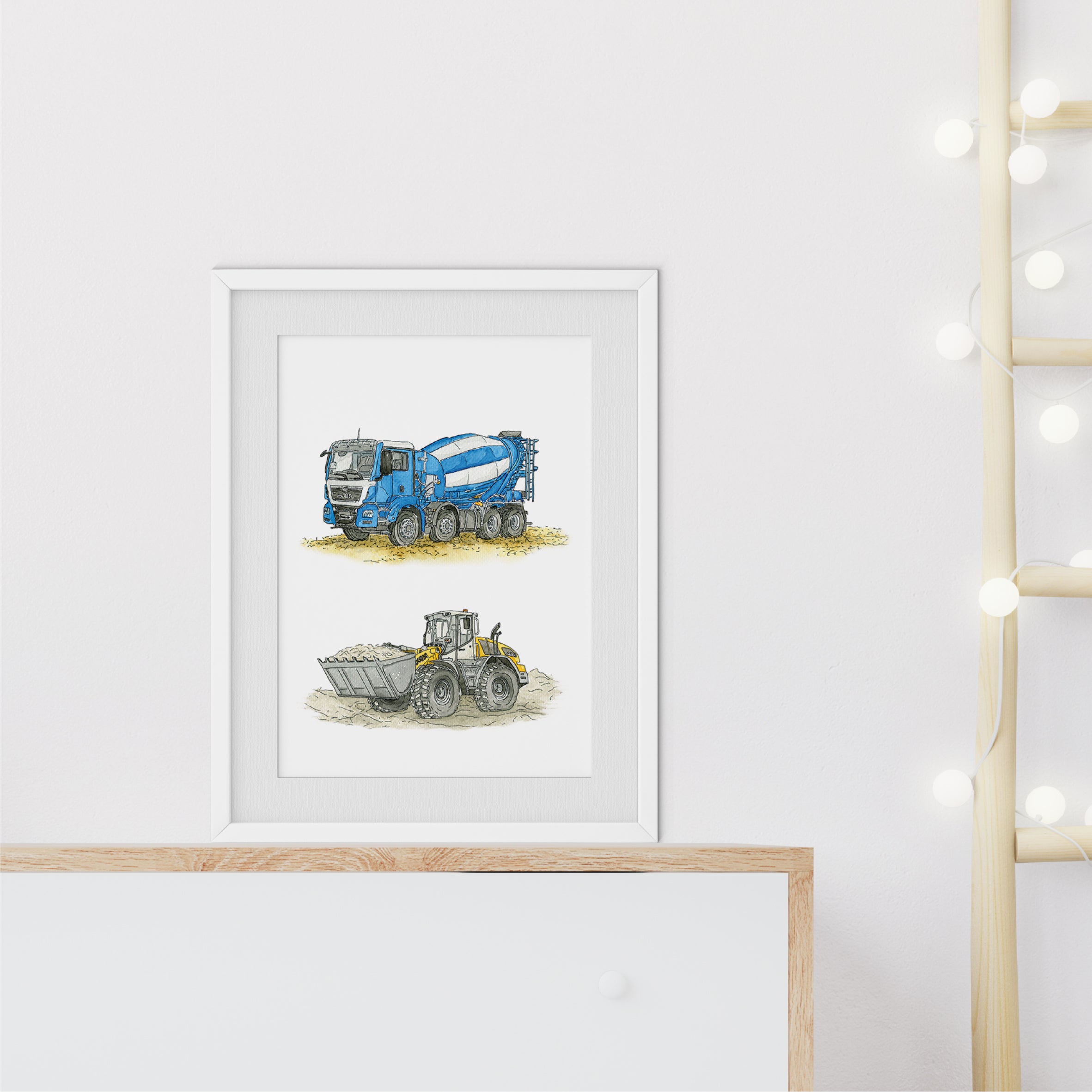 Vehicle Poster - Excavator and Loader | Picture for the children's room | gift idea