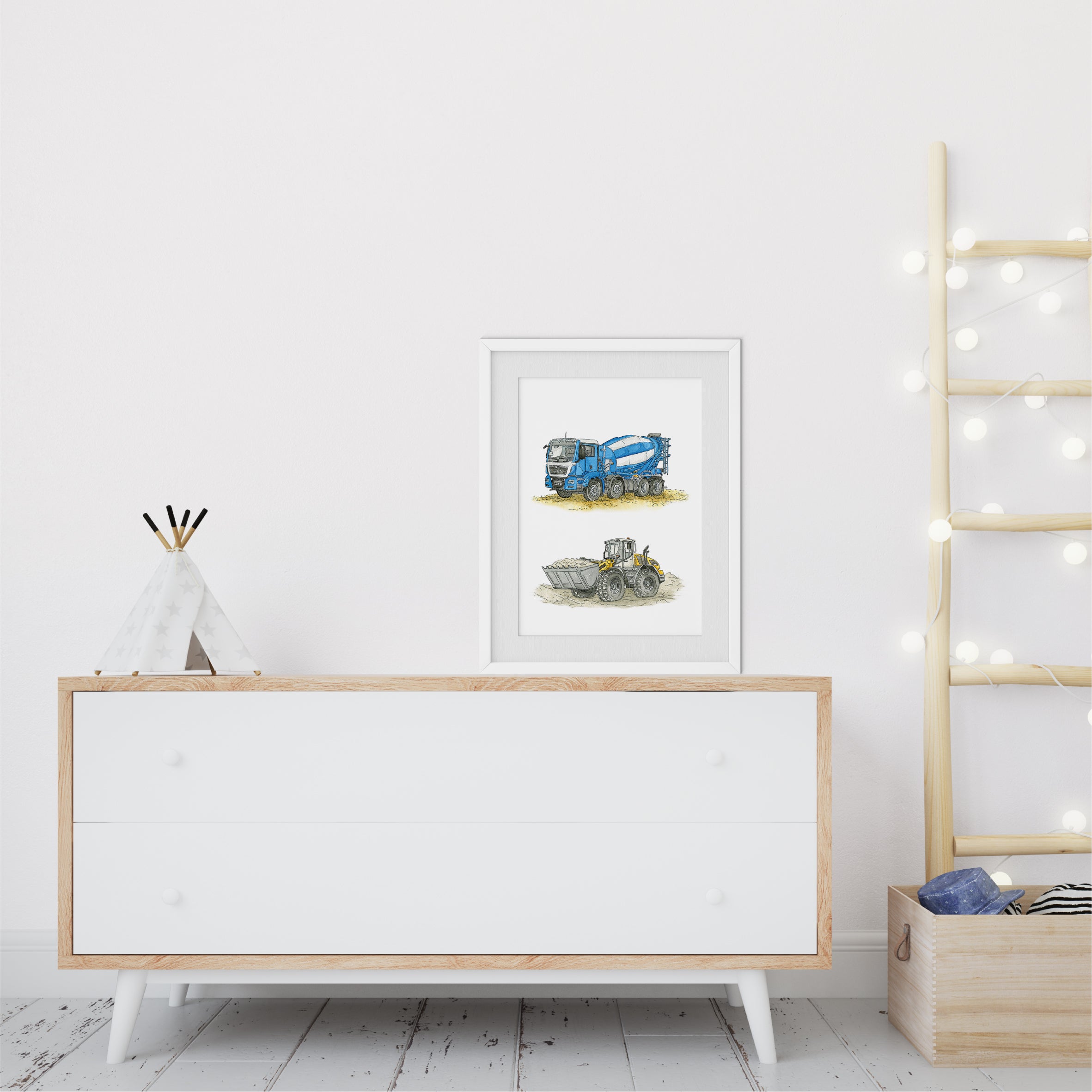 Vehicle Poster - Excavator and Loader | Picture for the children's room | gift idea