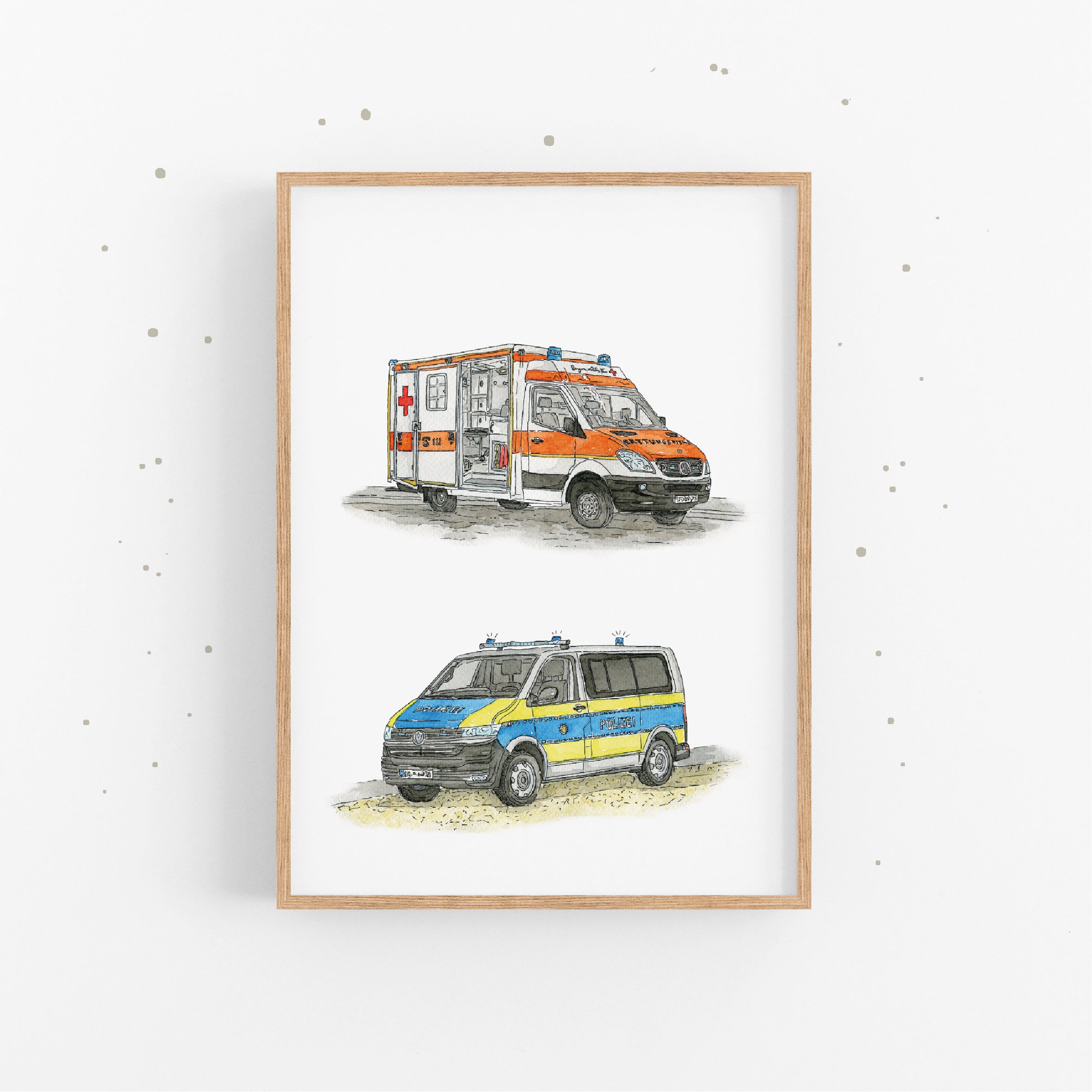 Fahrzeug Poster - Krankenwagen und Polizei