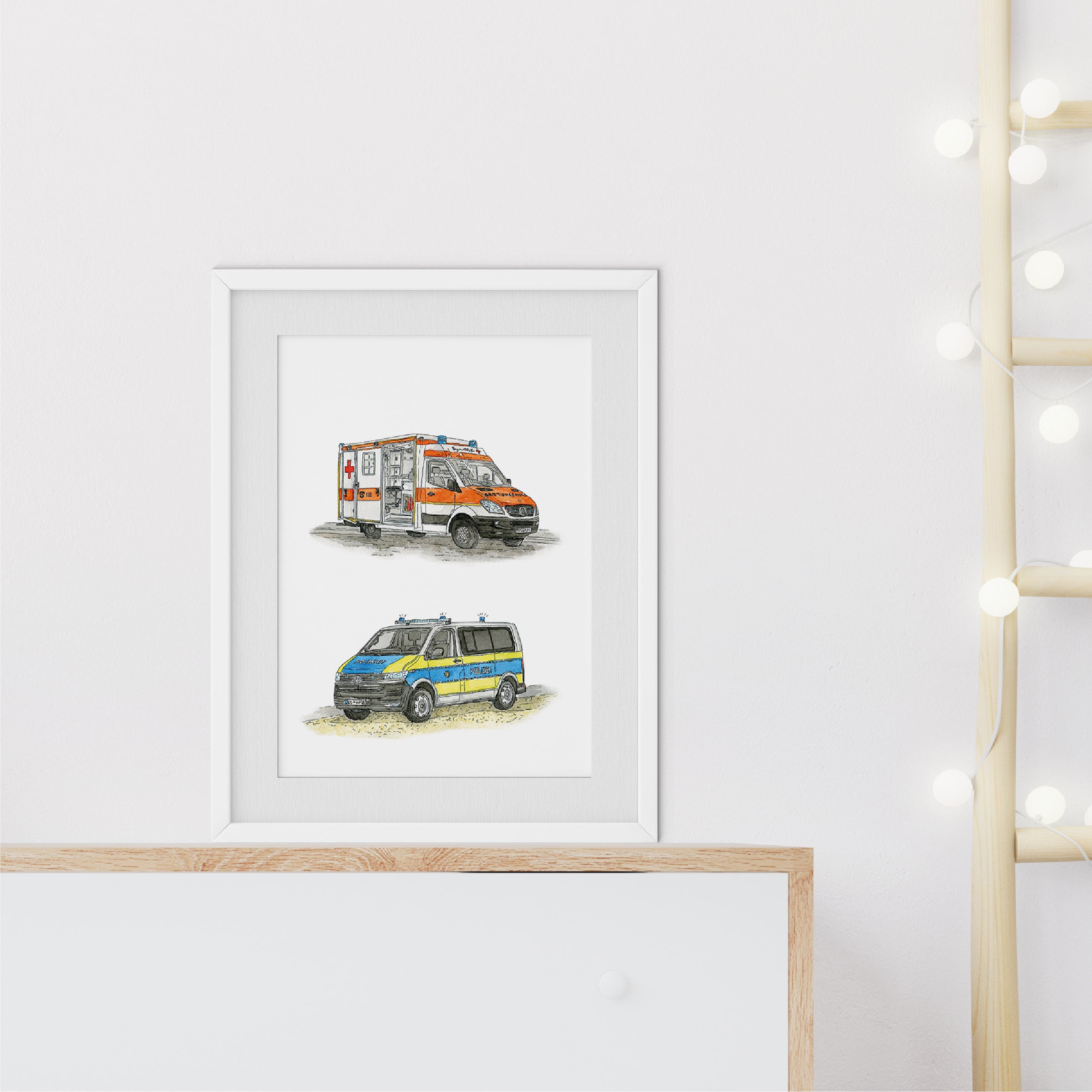 Vehicle Poster - Excavator and Loader | Picture for the children's room | gift idea