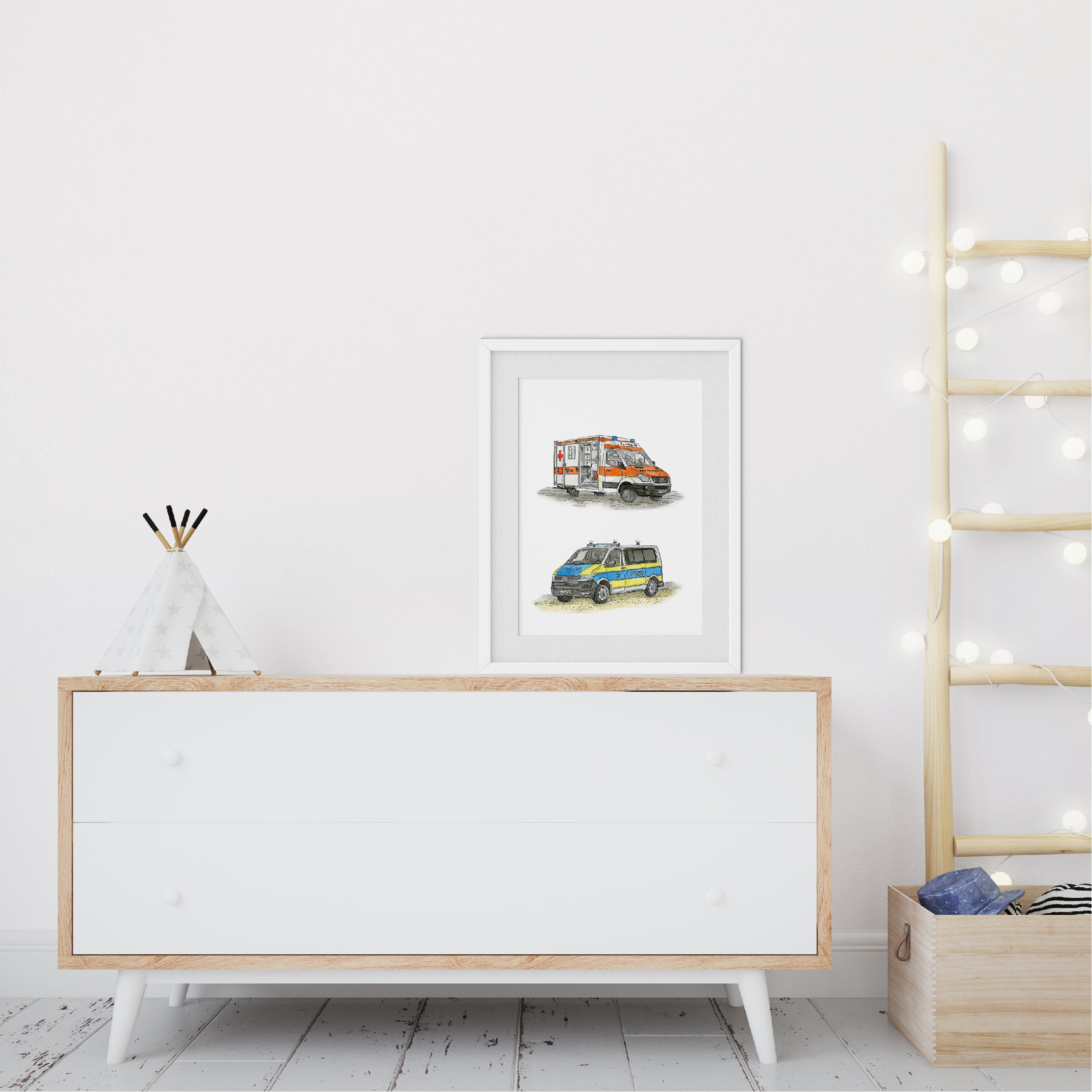 Vehicle Poster - Excavator and Loader | Picture for the children's room | gift idea