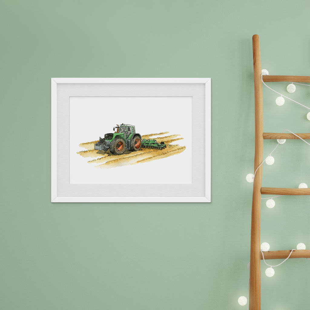 Traktor Poster in Holzrahmen an Kinderzimmer Wand