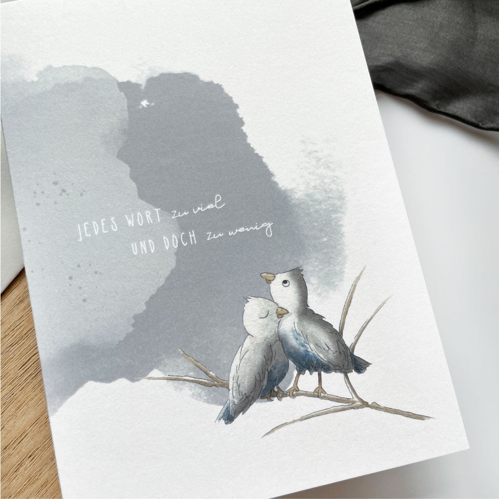 Beileidskarte mit Trauerspruch "Jedes Wort zu viel und doch zu wenig"