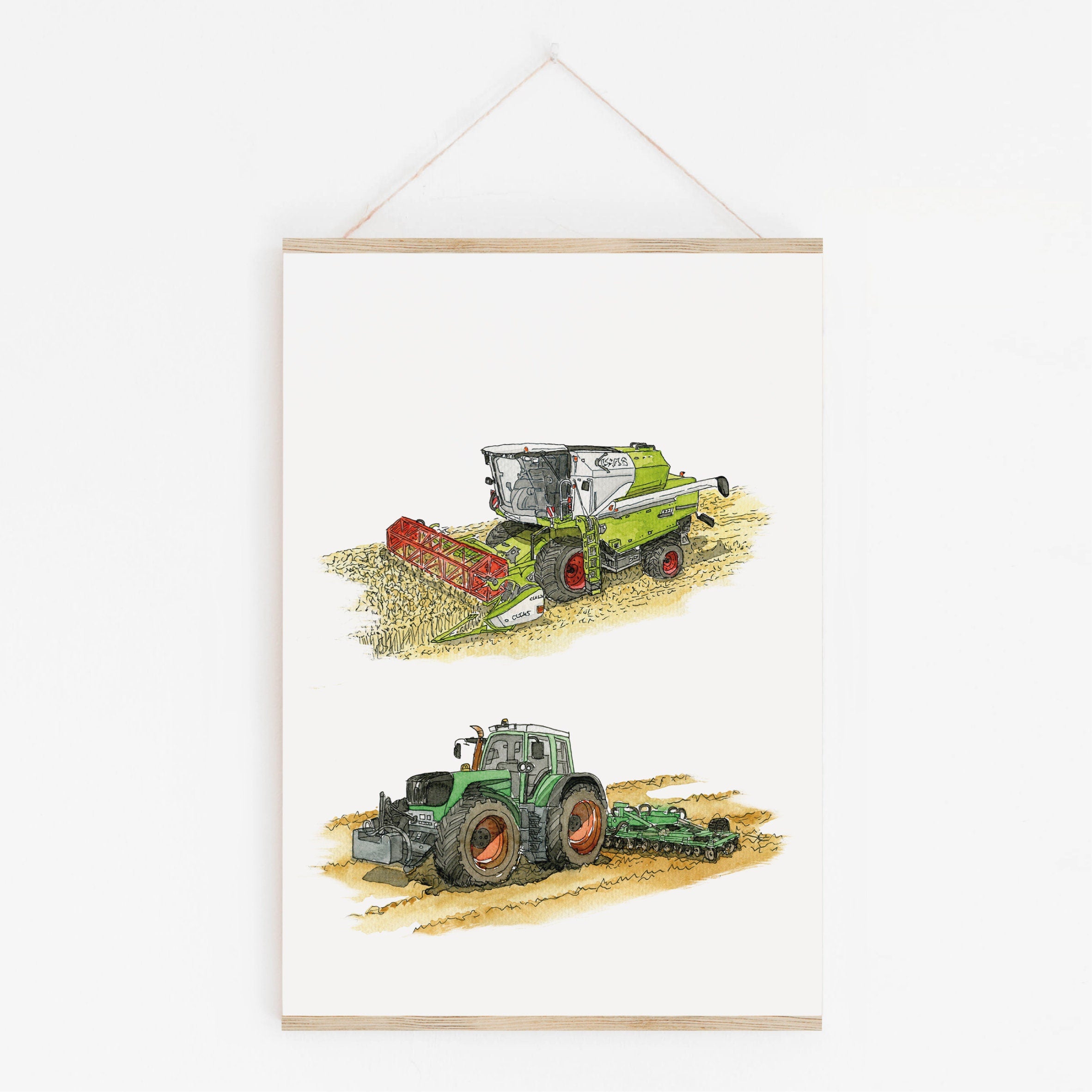 Vehicle Poster - Tractor and Combine Harvester