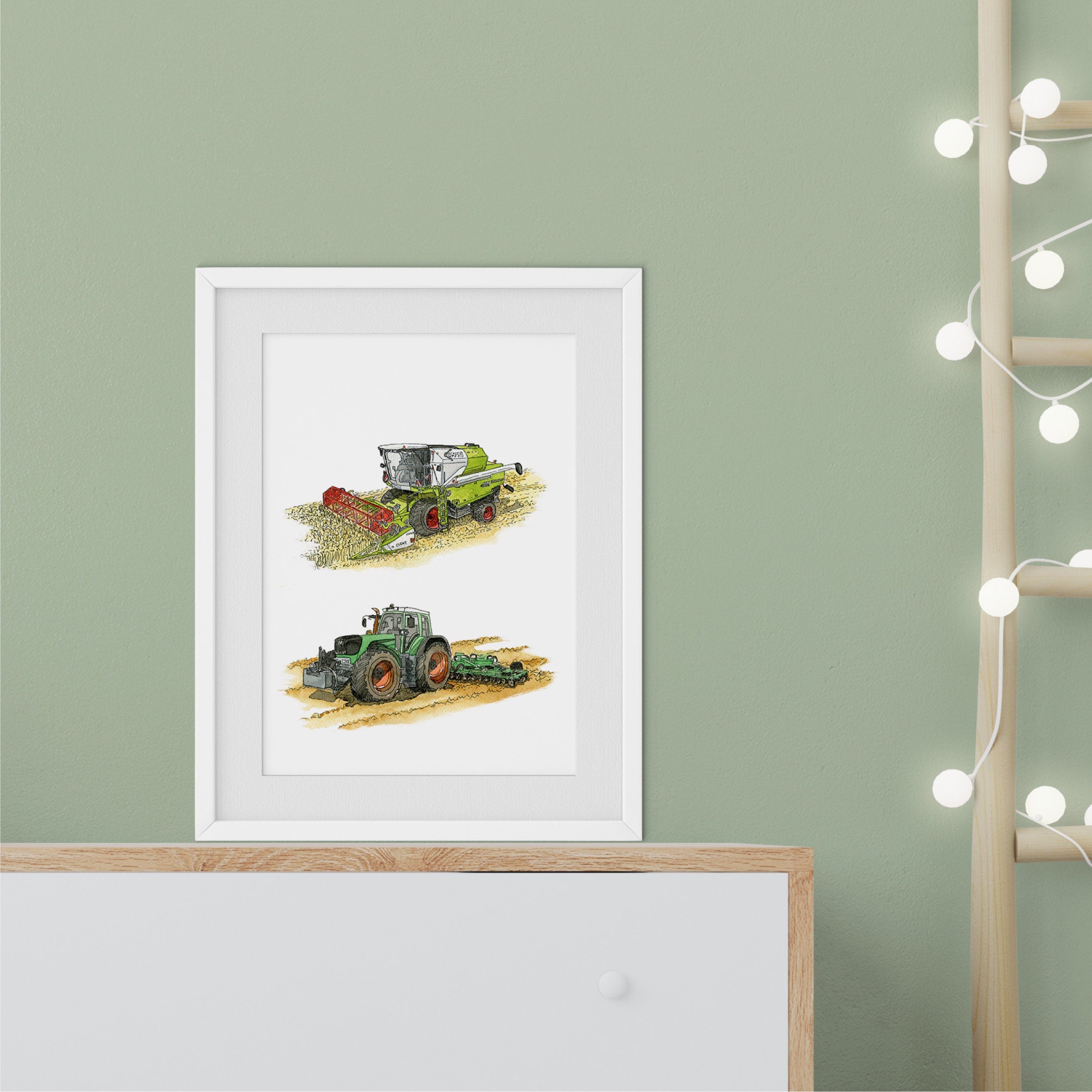 Vehicle Poster - Tractor and Combine Harvester
