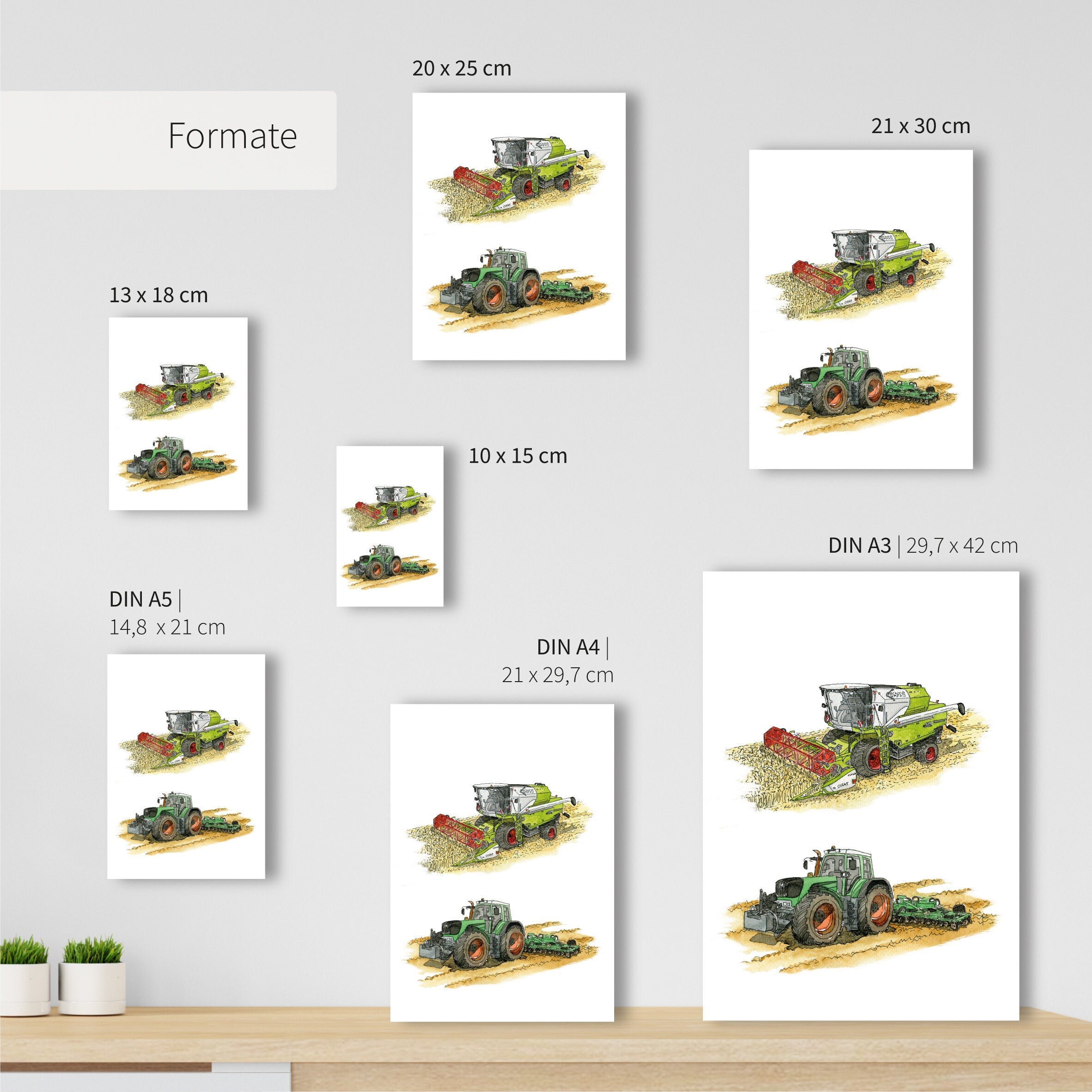 Vehicle Poster - Tractor and Combine Harvester