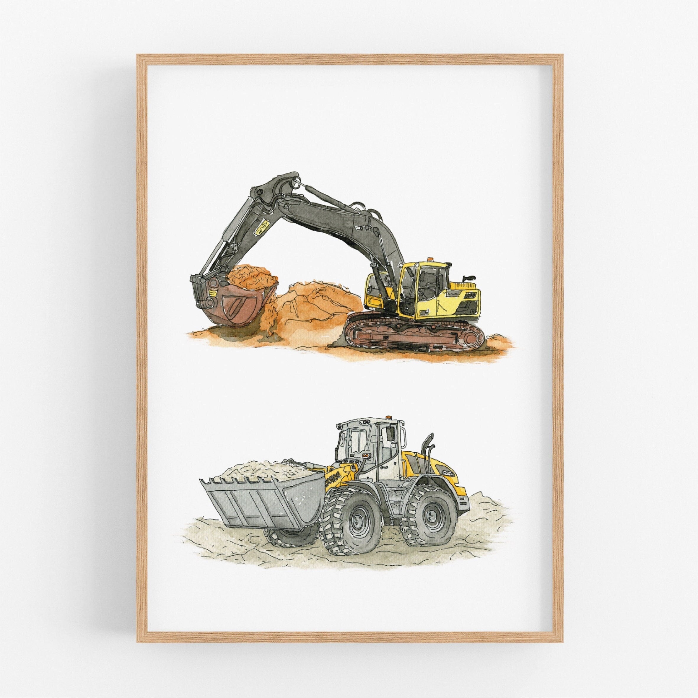 Fahrzeug Poster - Bagger und Radlader