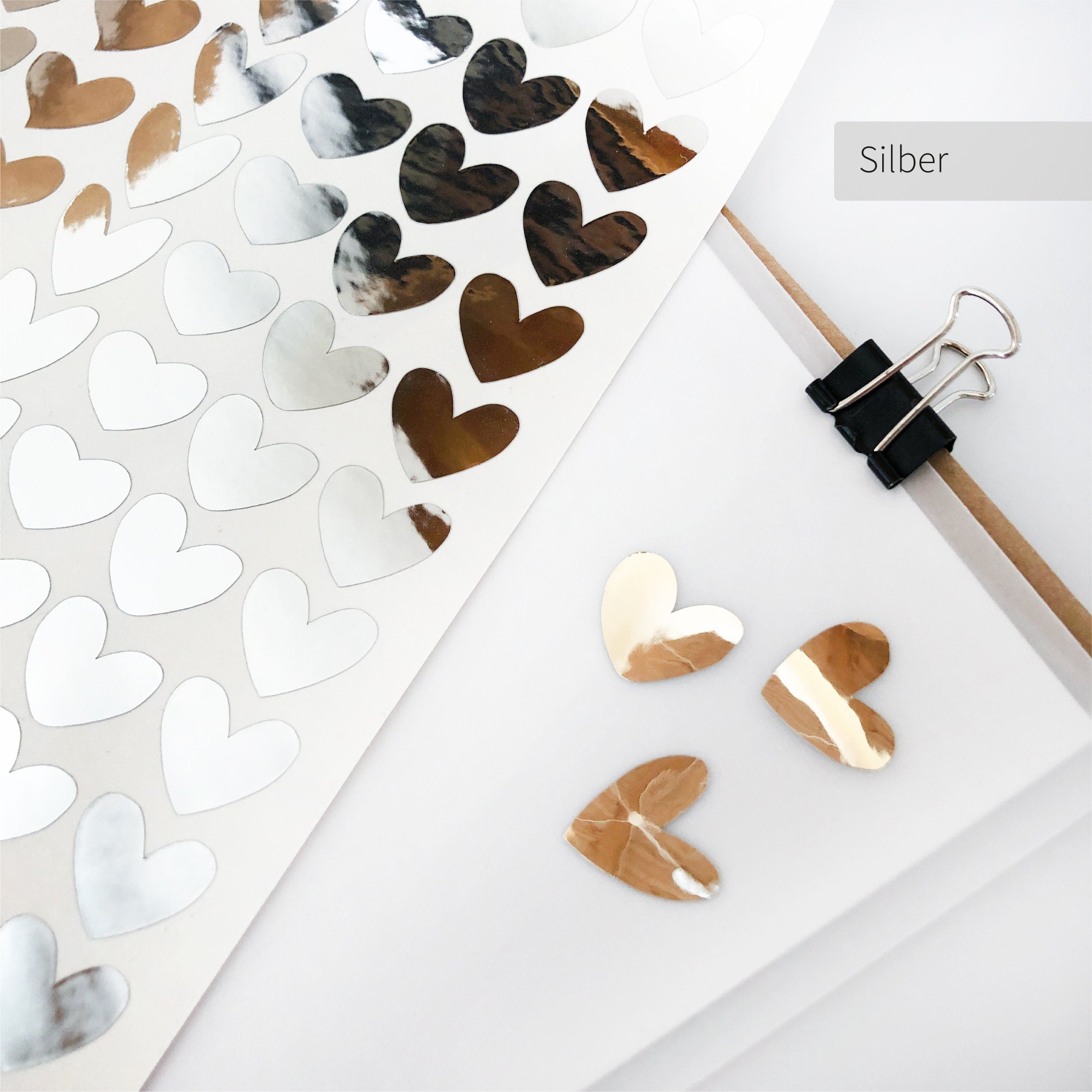 Metallic stickers - hearts | glossy
