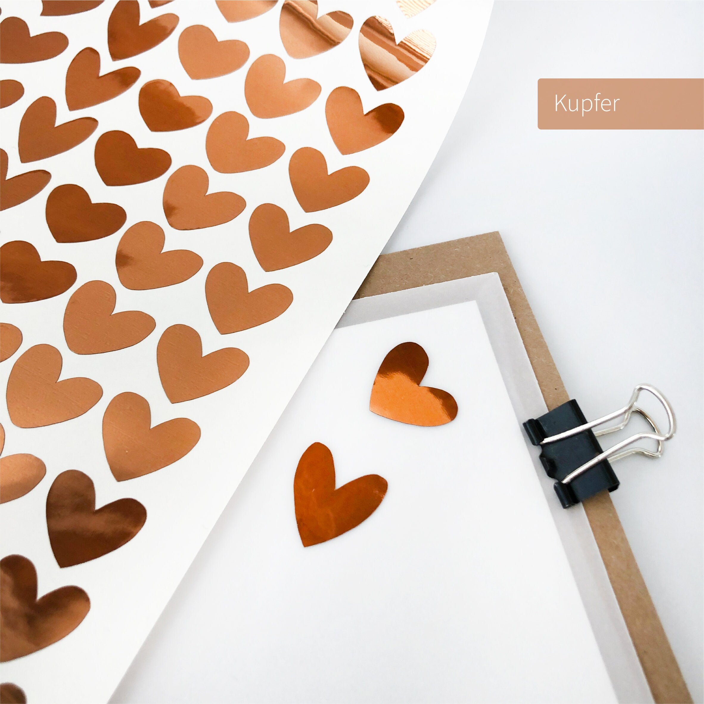 Metallic stickers - hearts | glossy