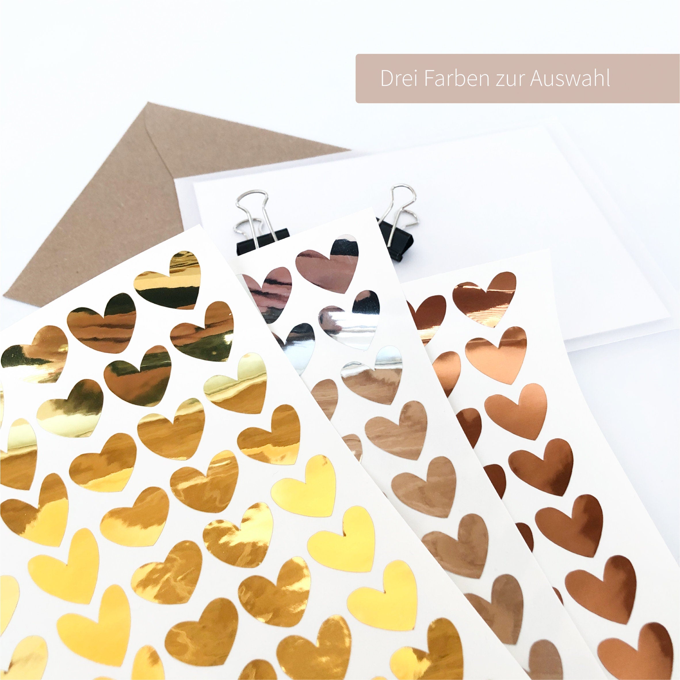 Metallic stickers - hearts | glossy