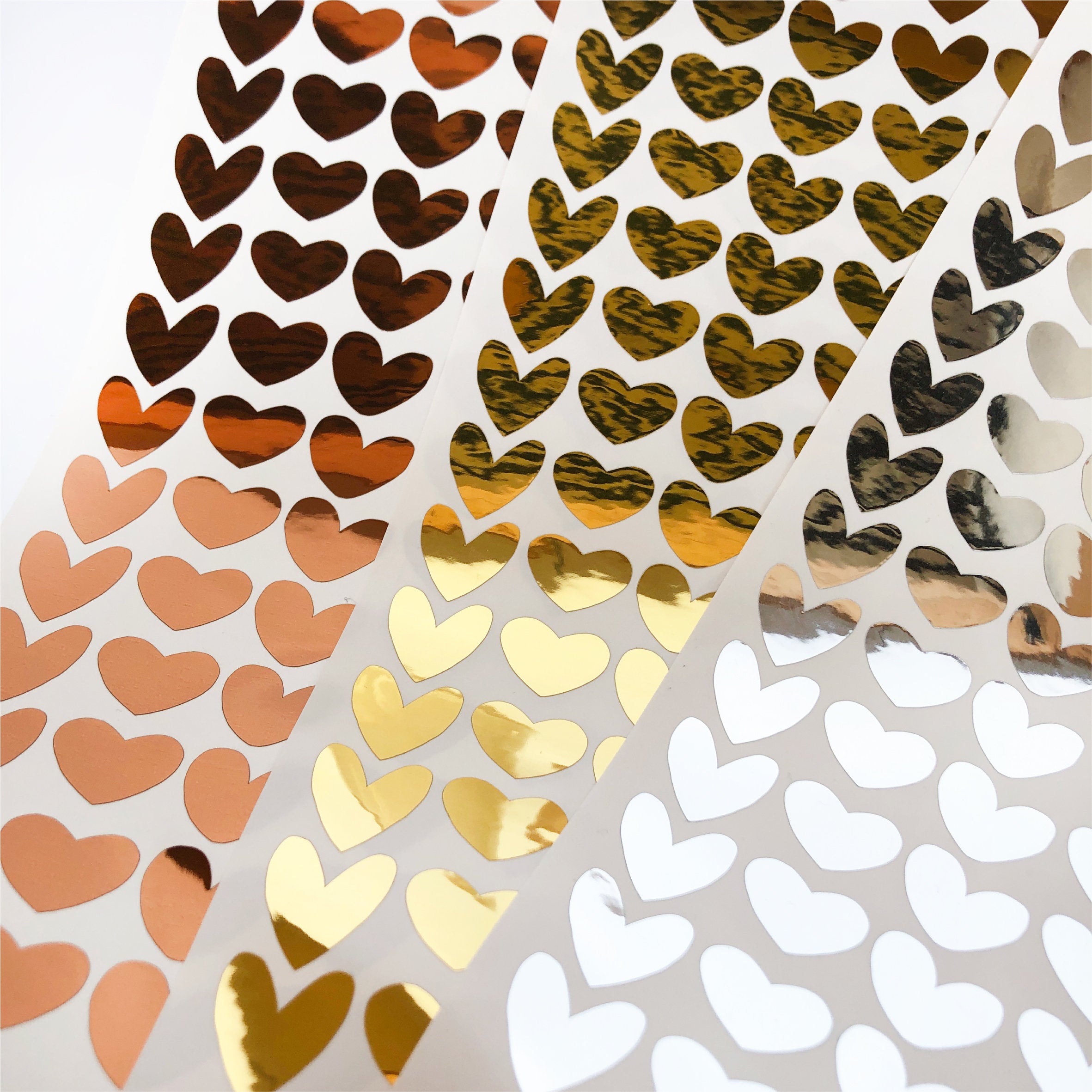 Metallic stickers - hearts | glossy