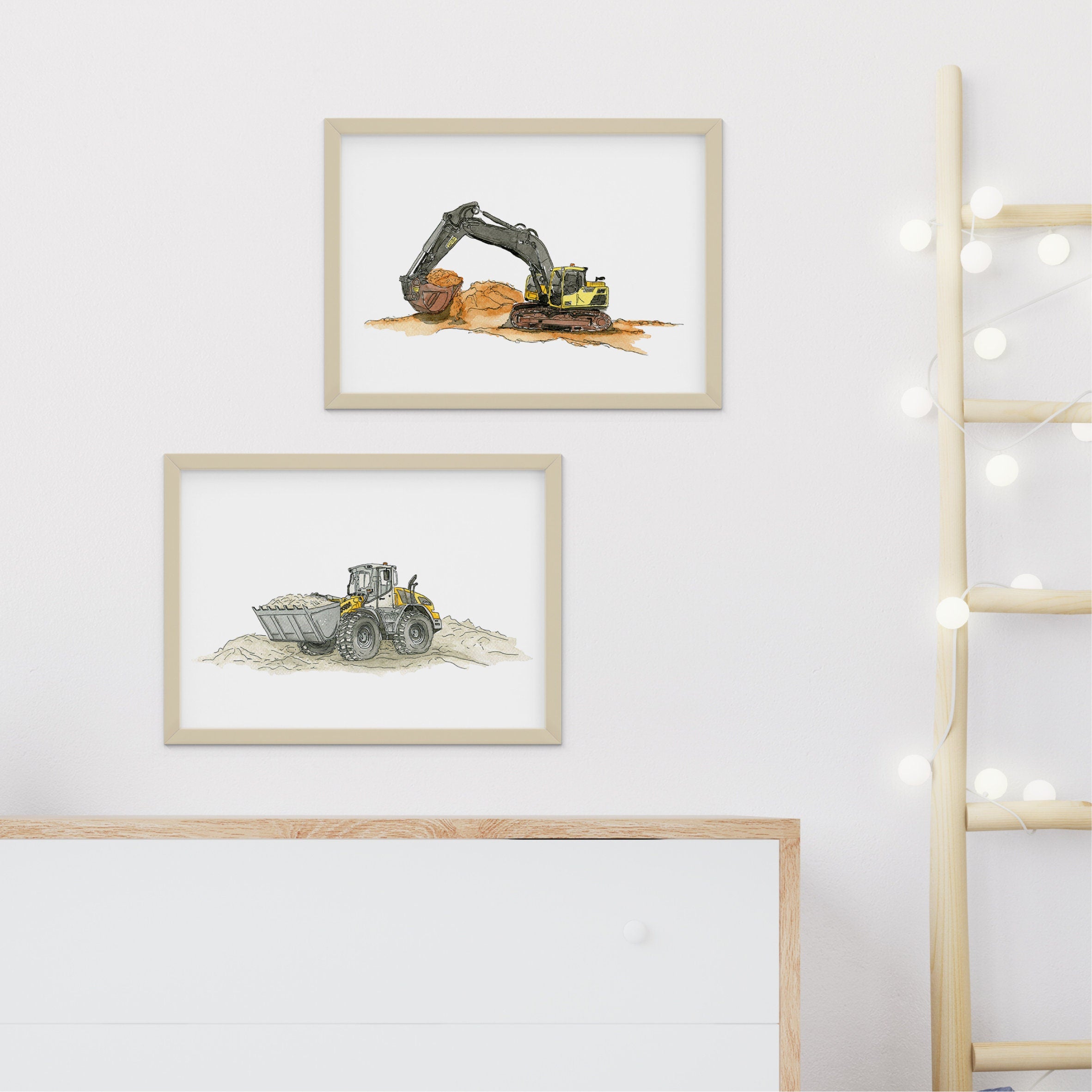 Vehicle Poster Set - Excavator and Wheel Loader
