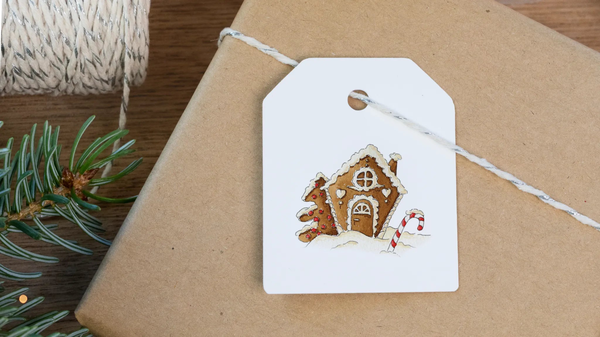 Geschenkanhänger Weihnachten mit Schneemann, Rotkehlchen und Weihnachtsmann Maus