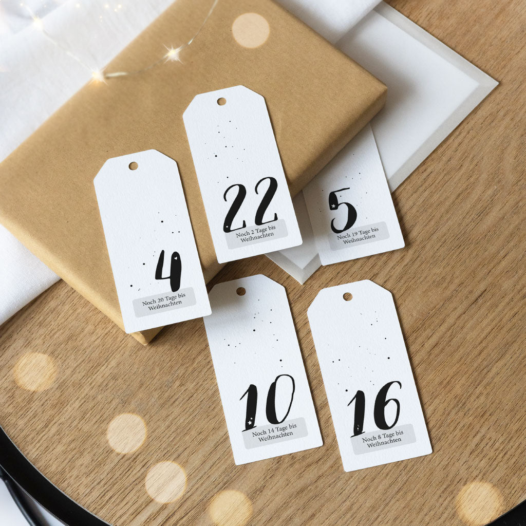 24 Anhänger zum Adventskalender selbst basteln im Set