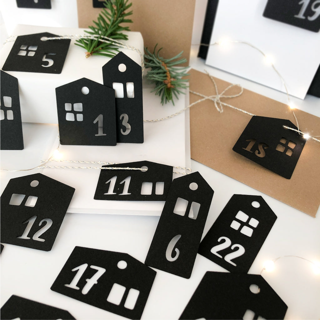 Adventskalender Zahlen Anhänger in Haus Form