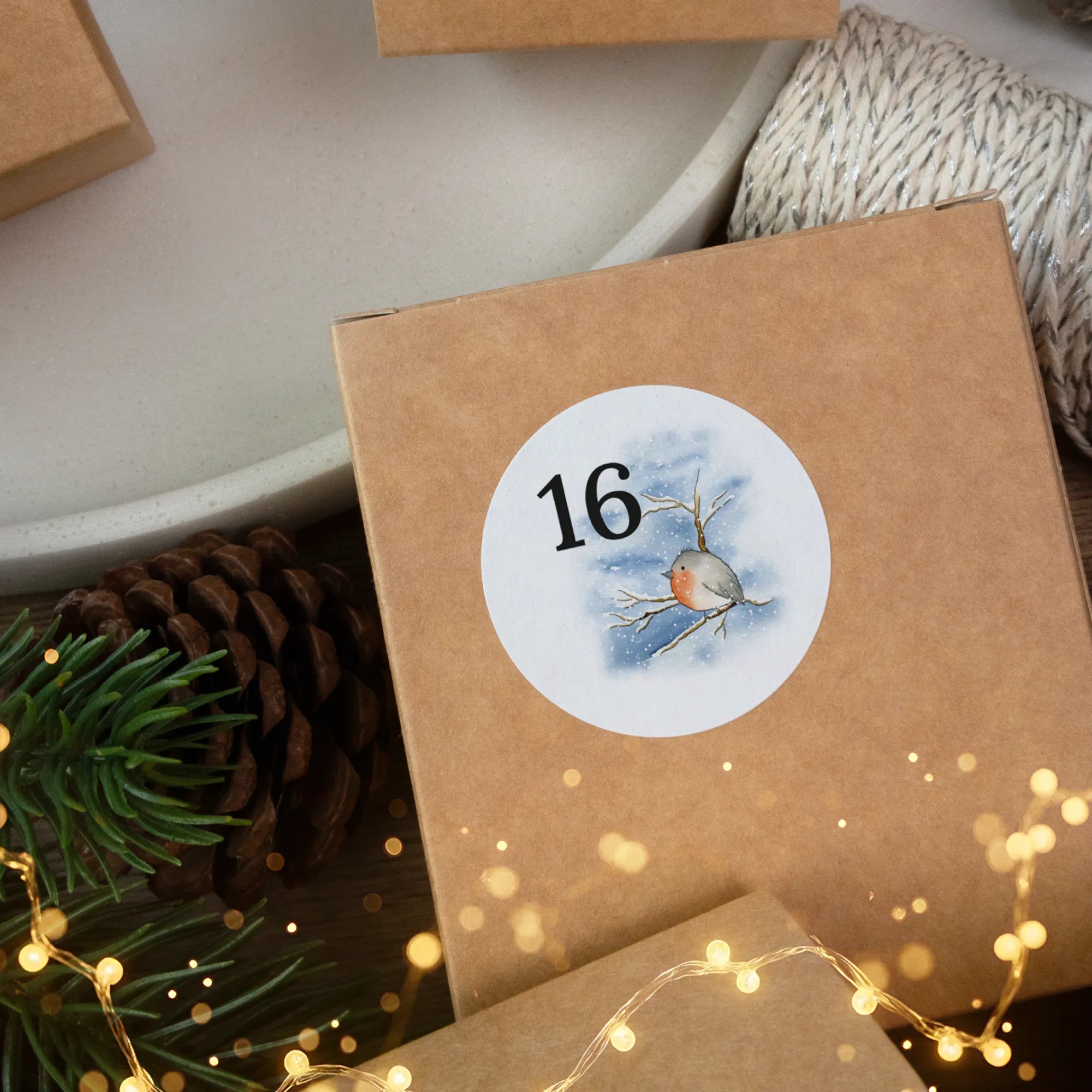 Adventskalender Aufkleber Set zum Basteln - Weihnachtsmotive