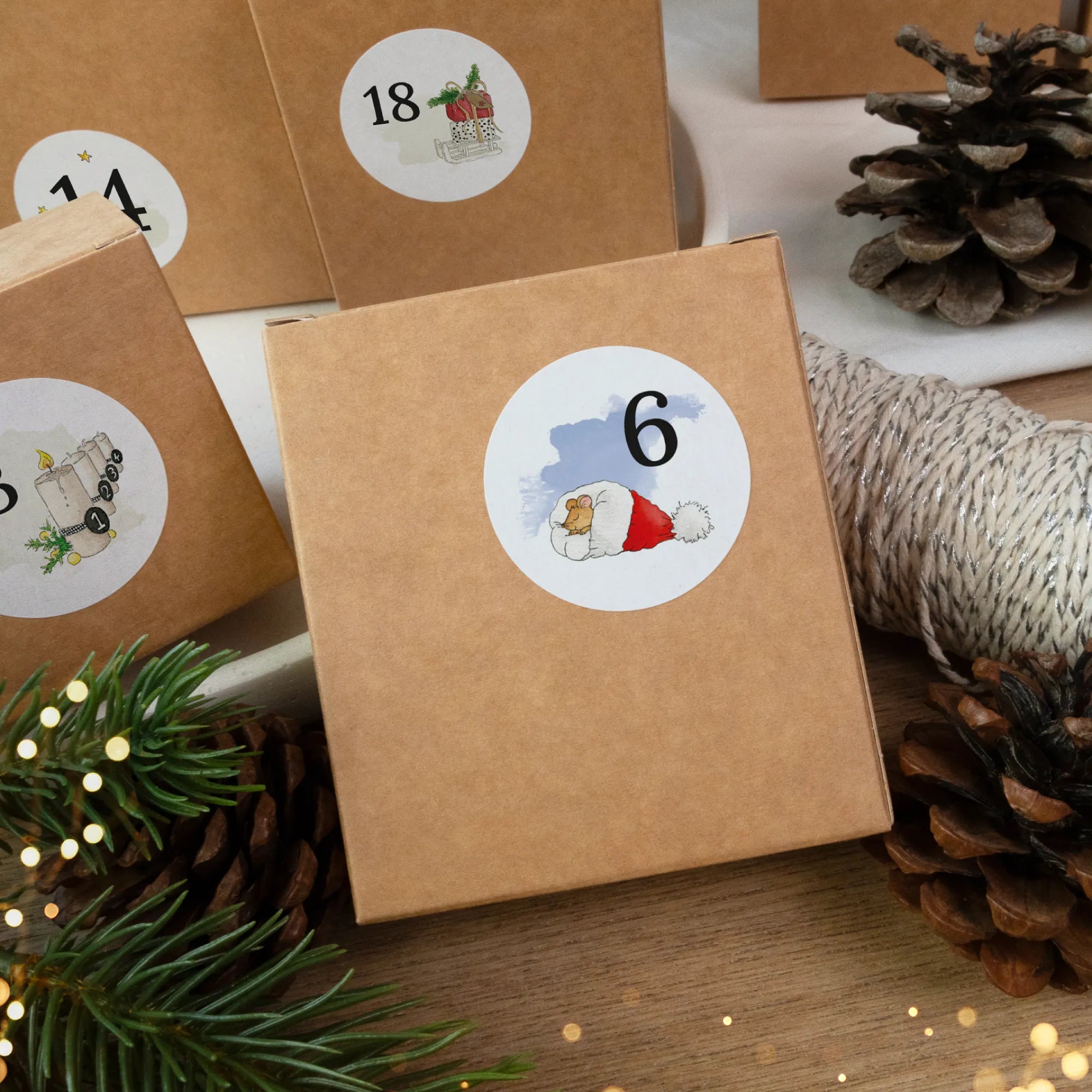 Adventskalender Aufkleber Set zum Basteln - Weihnachtsmotive