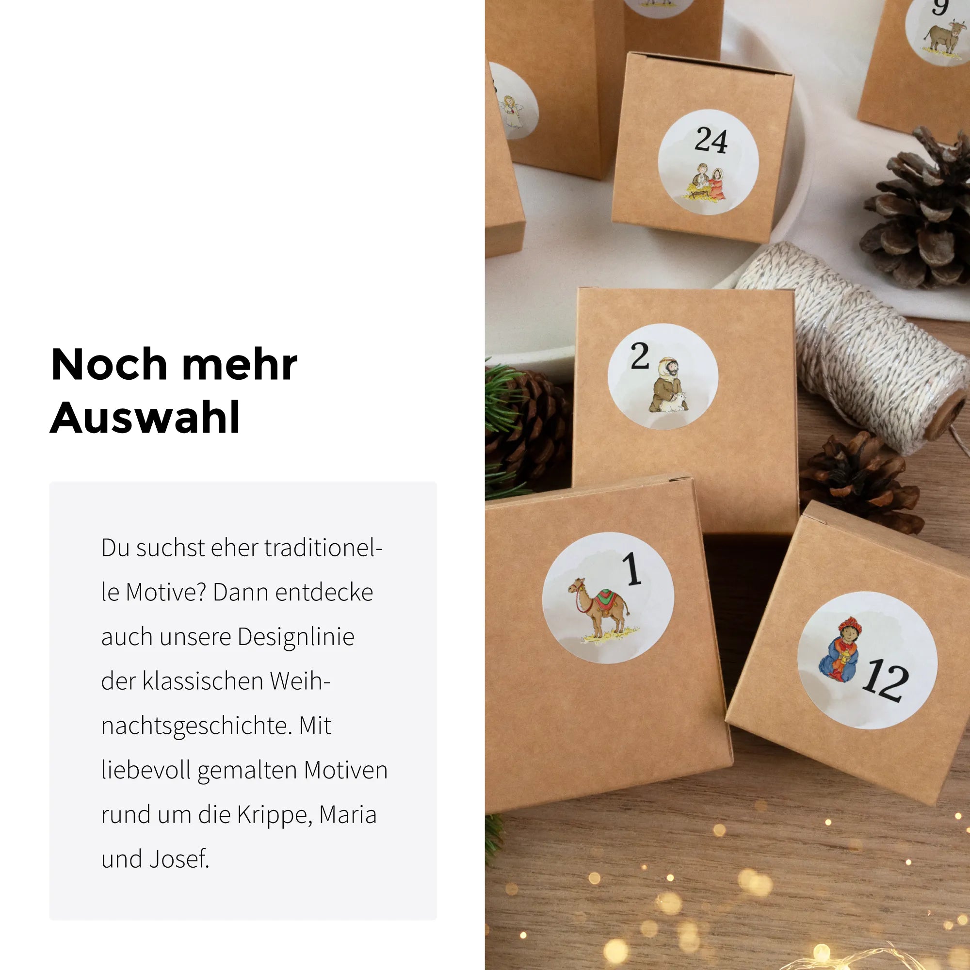 Adventskalender Aufkleber Set zum Basteln - Weihnachtsmotive