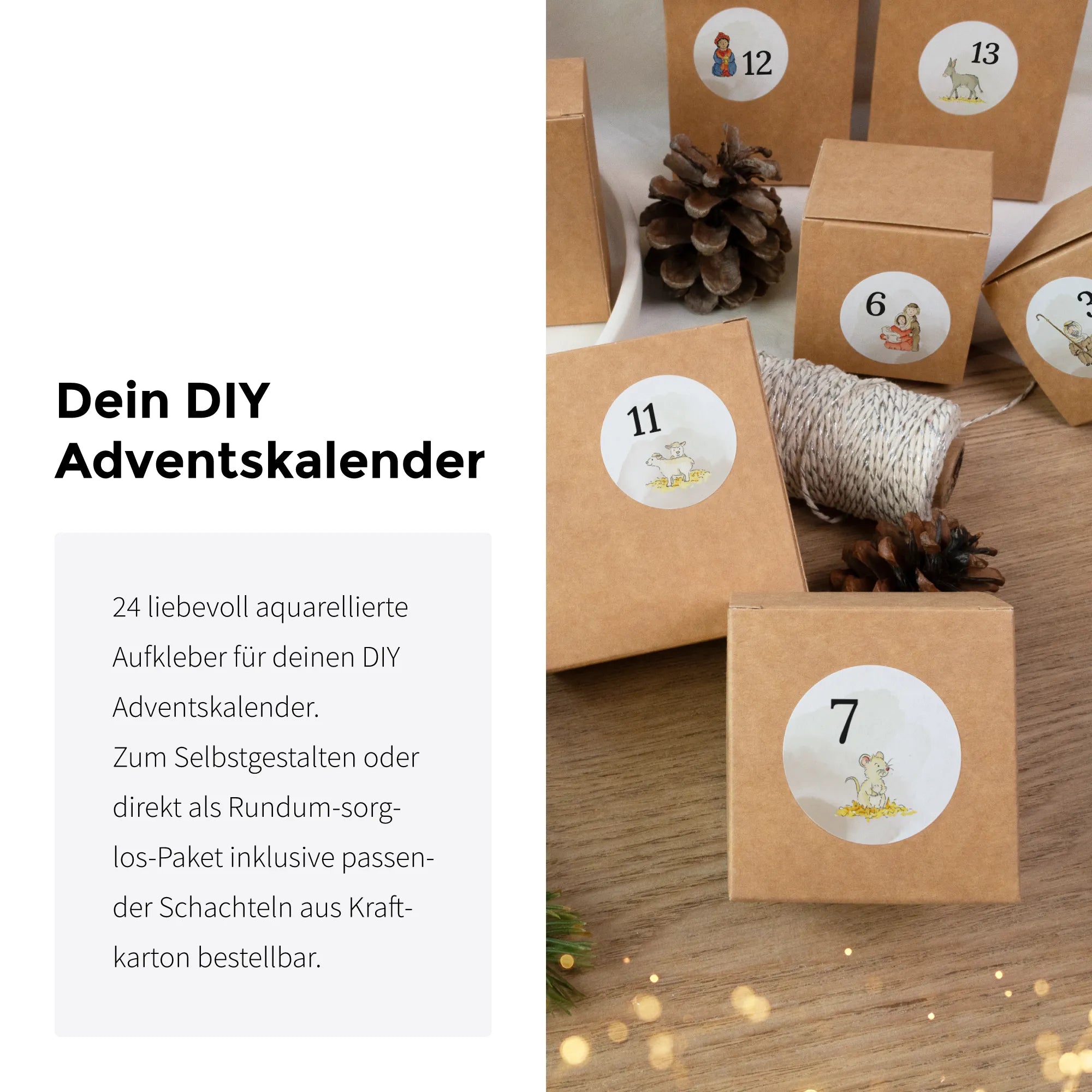 Adventskalender Aufkleber Set zum Basteln - Weihnachtsgeschichte