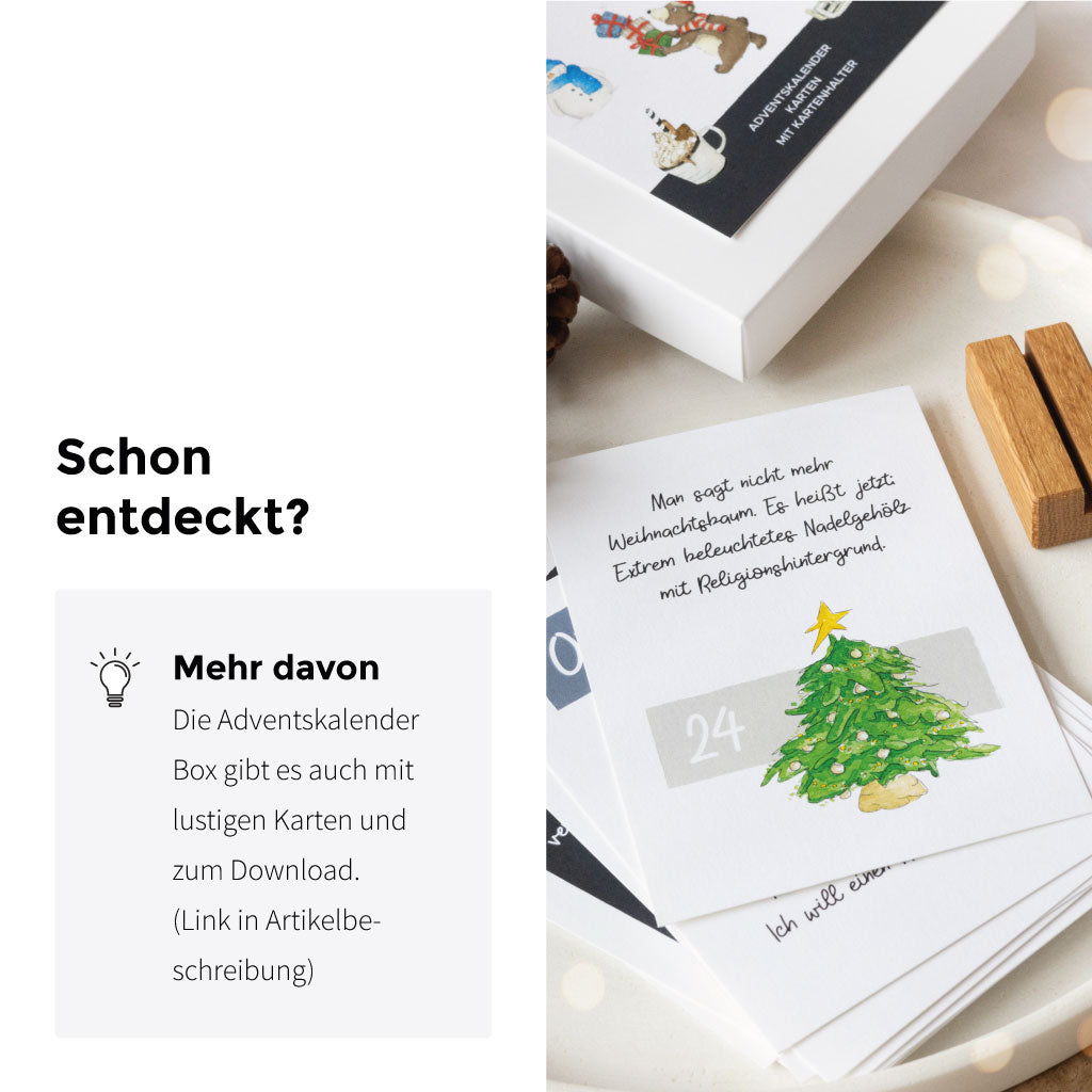 Es gibt auch eine Box mit lustigen Weihnachtssprüchen