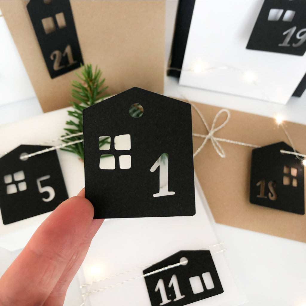 Adventskalender Digitale Plotter Dateien 24 Häuser für Schneidemaschinen
