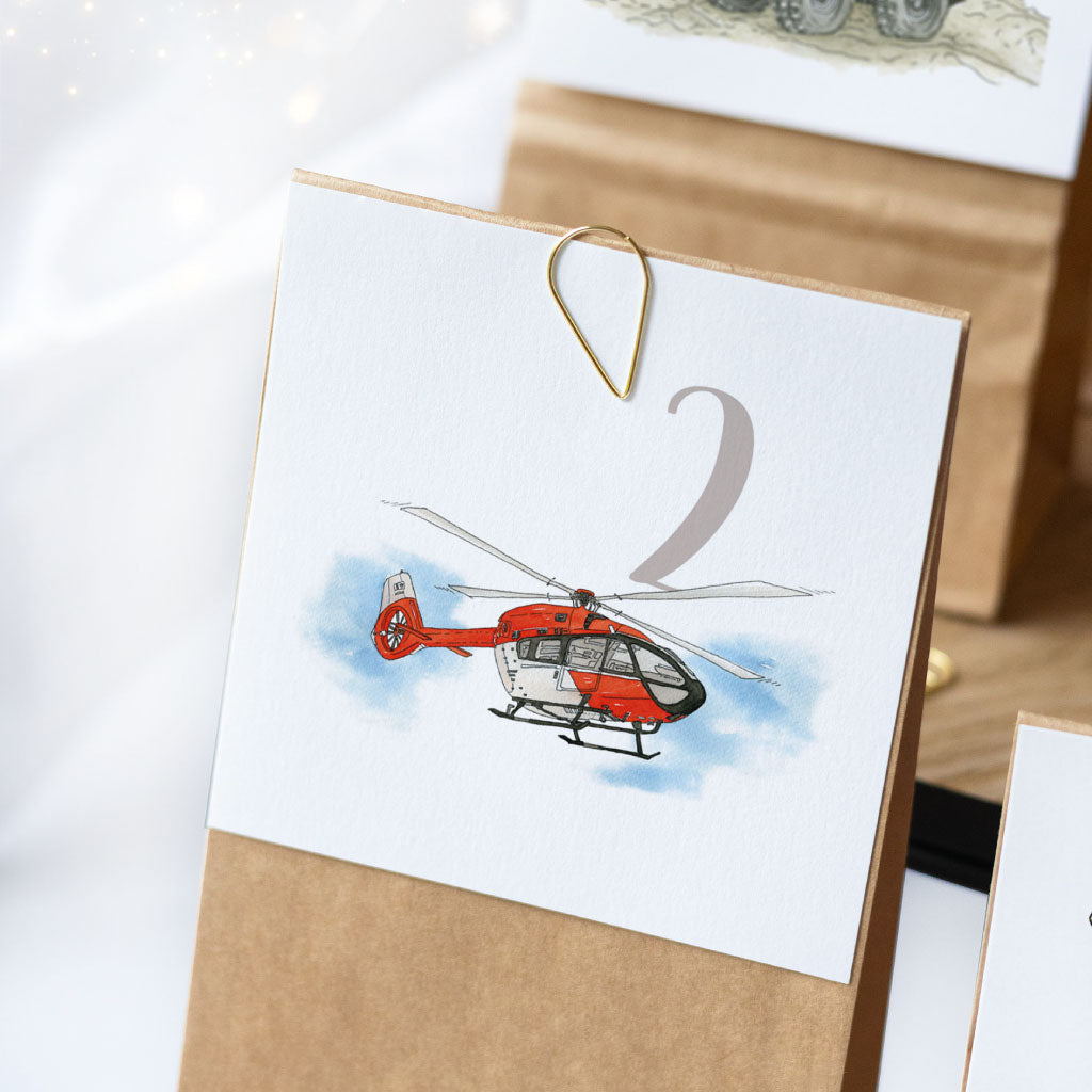 Detail der Karte 24 mit Hubschrauber in Wolken