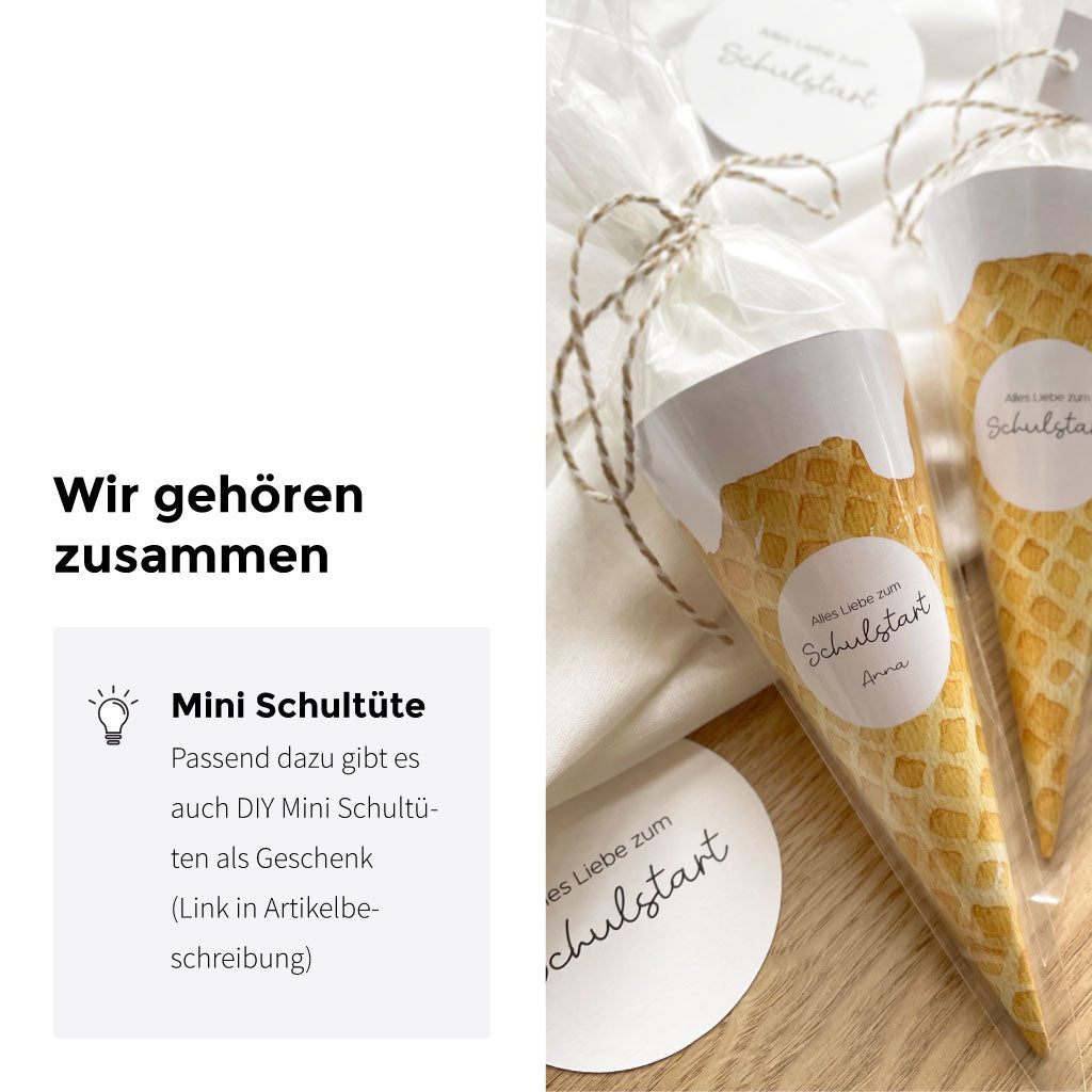 Passend zu den Anhängern gibt es auch DIY Schultüten zum Basteln