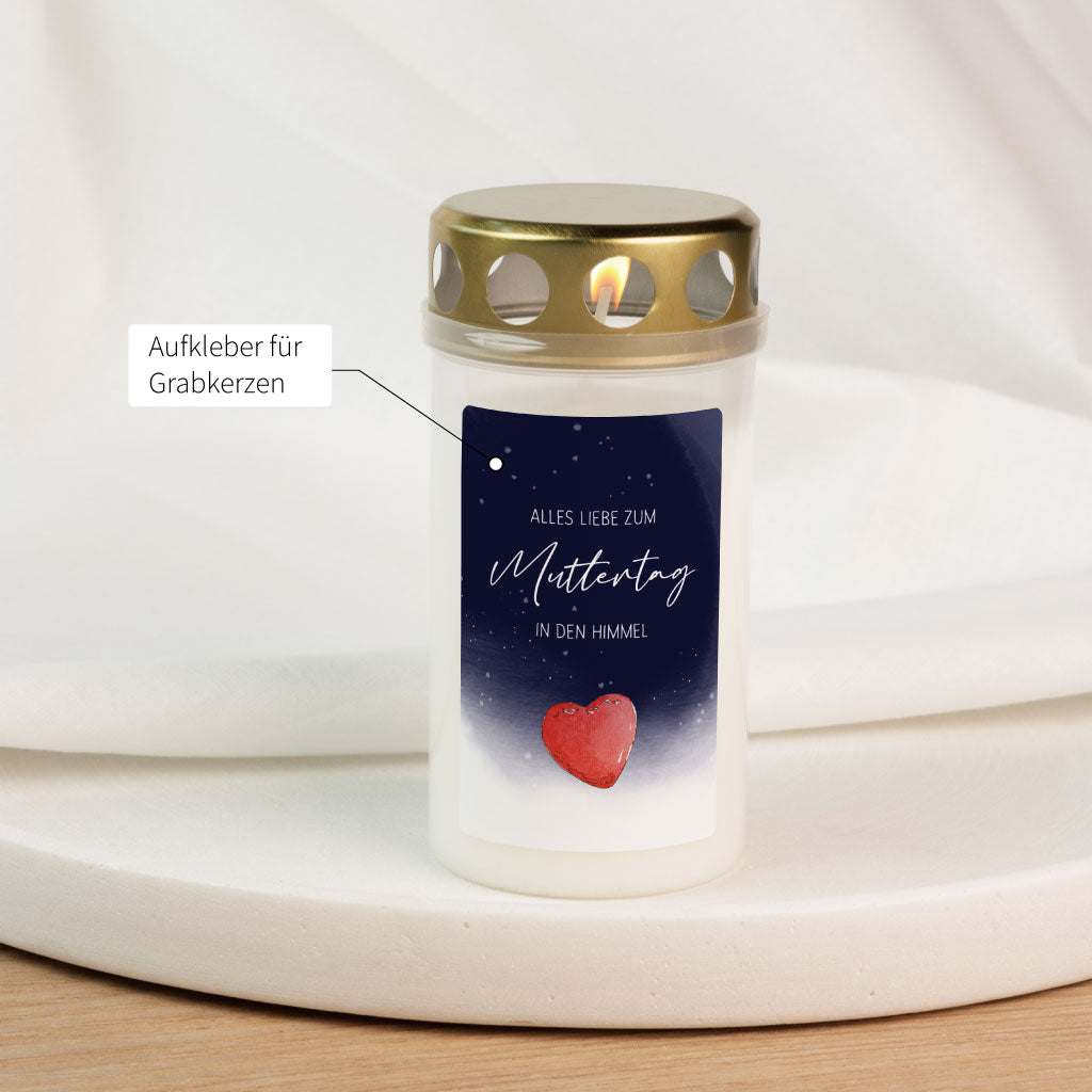 Sticker zum Aufkleben auf Grablicht für Mamas zum Muttertag