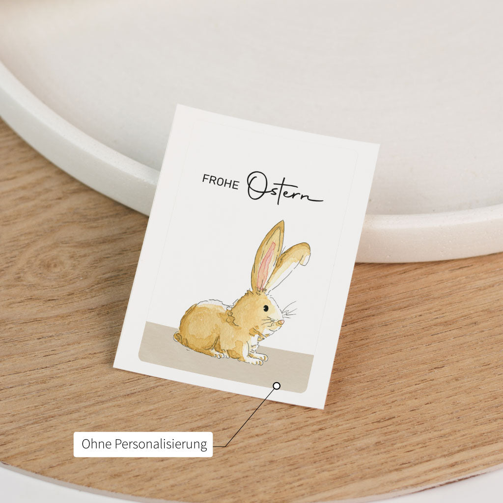 Aufkleber mit Osterhase und Spruch: Frohe Ostern