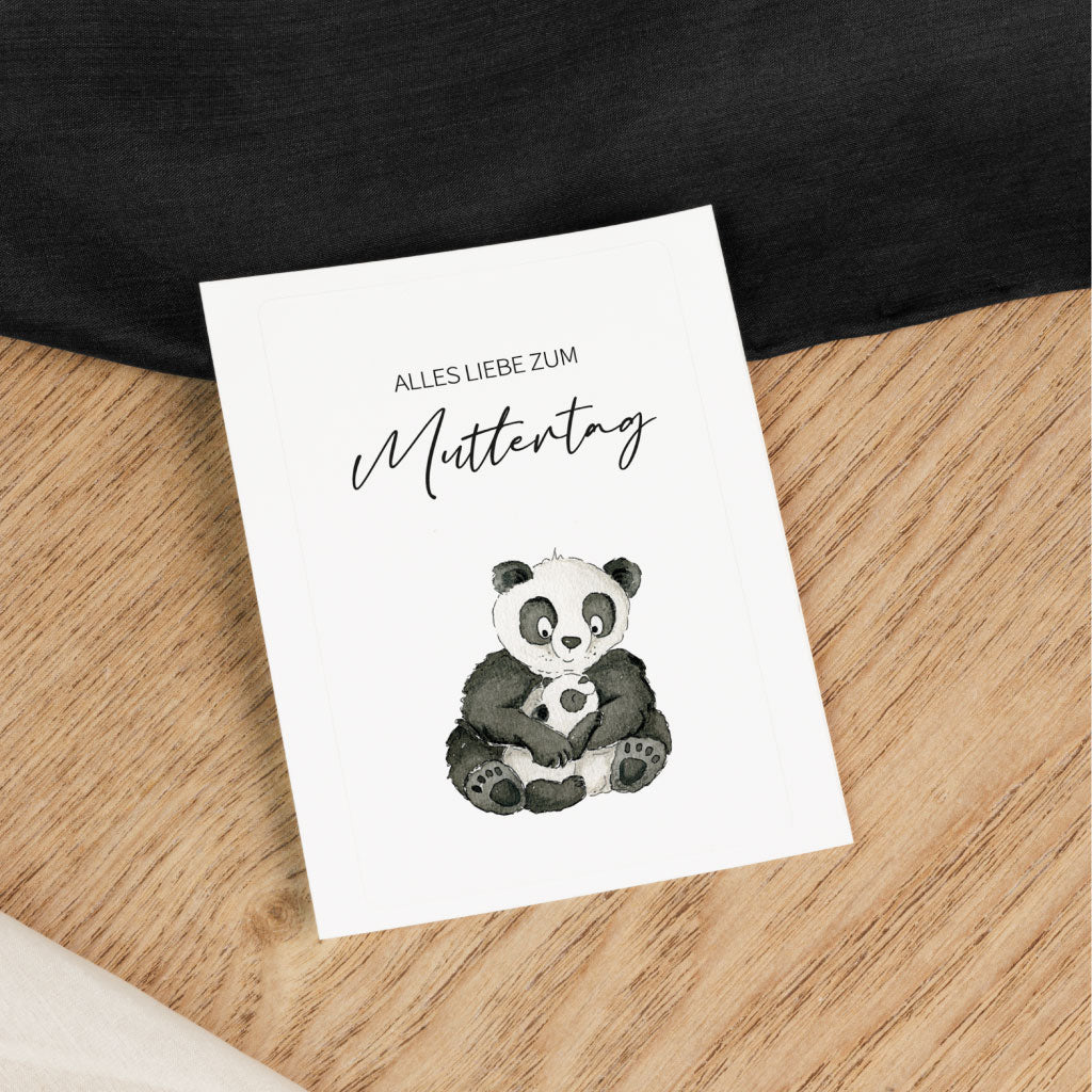 Aufkleber mit Panda Bären Motiv zum Muttertag für Grablicht