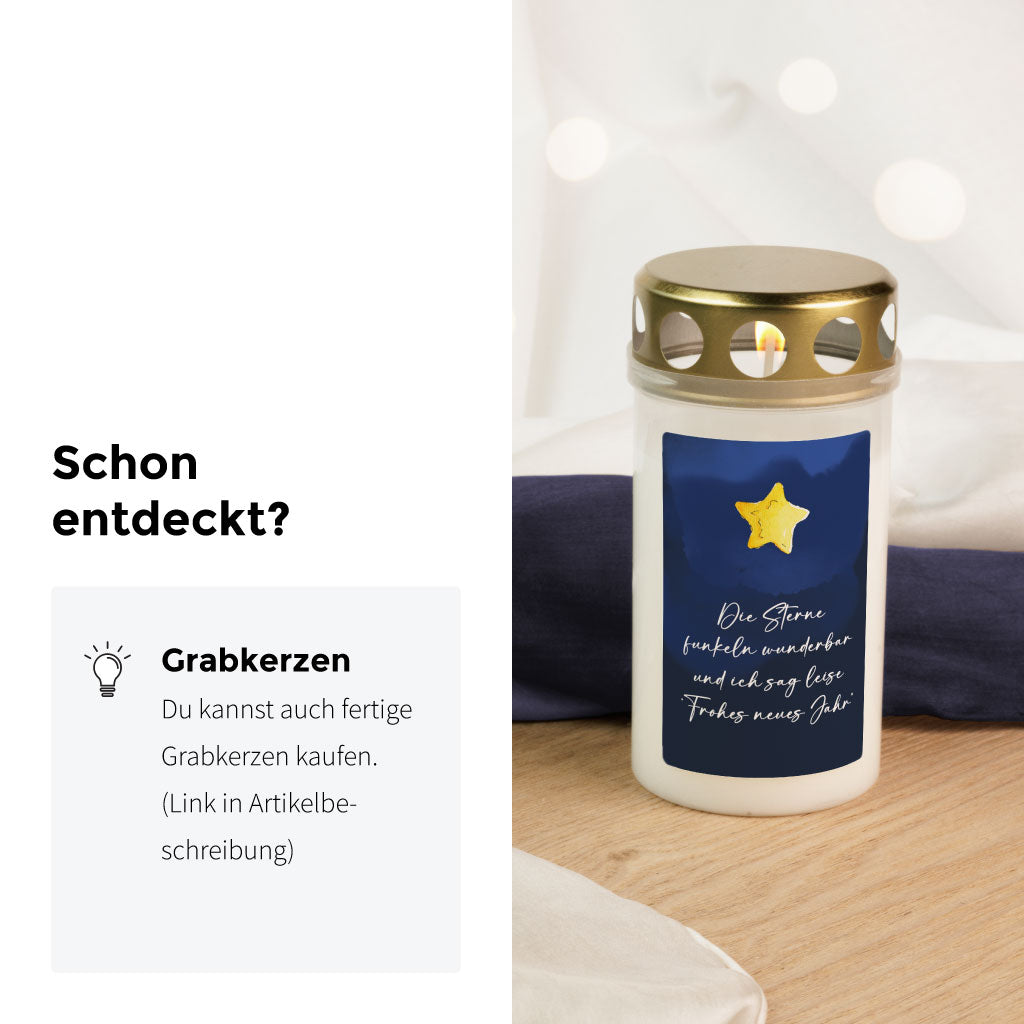 Es gibt auch komplett fertige Grabkerzen im Shop