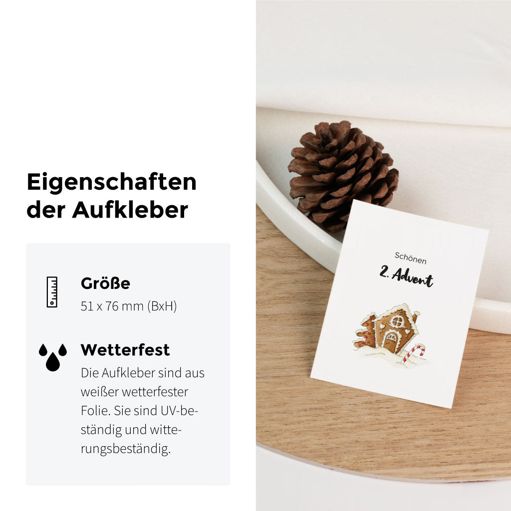 Aufkleber 2. Advent mit Lebkuchenhaus